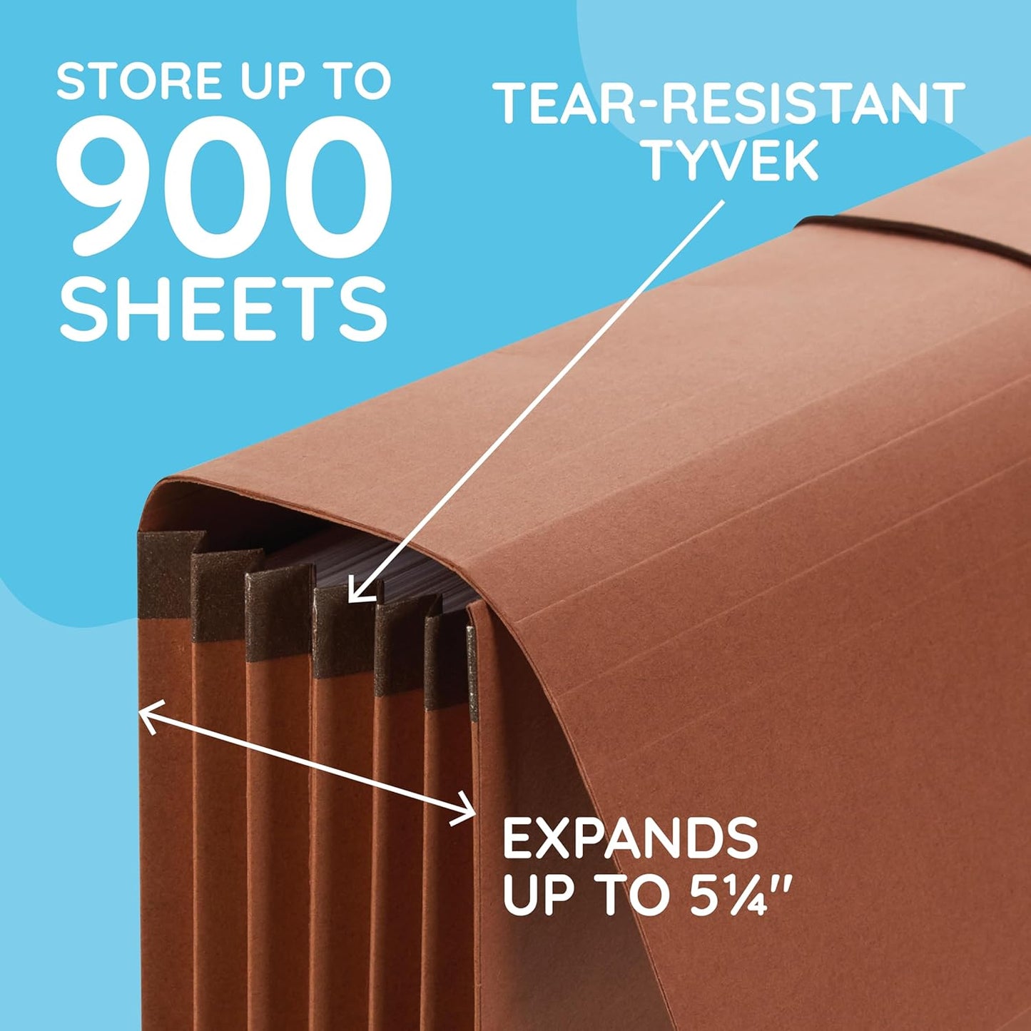 Blue Summit Accordion File Wallet with Flap and Cord Closure, Legal Size, 5.25” Expansion – 10 Pack