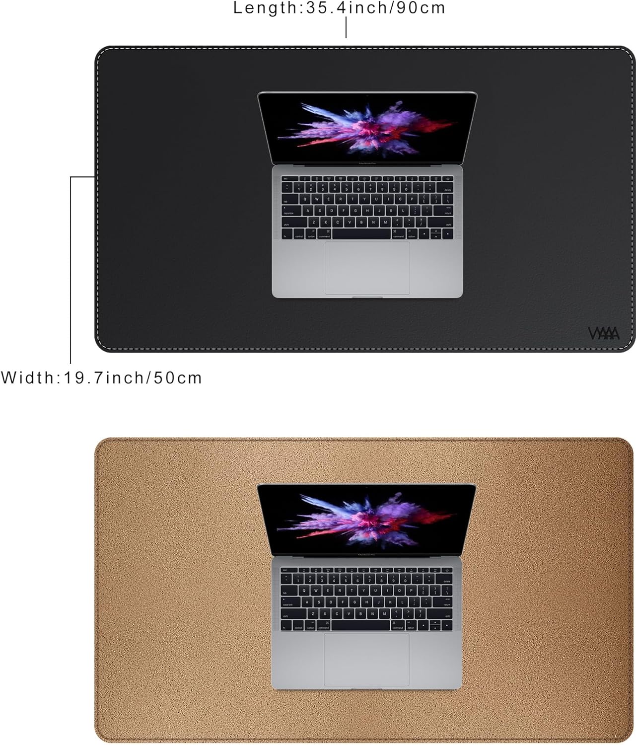 VYAAA Cork & Leather Desk Mat, 35.4"×19.6" Large Mouse Pad, Desktop Protector for Desk, Multifunctional Keyboard Mouse Pad for Home or Office (Black)