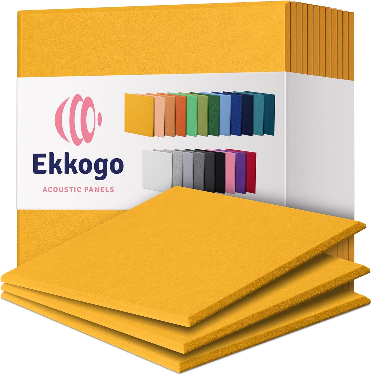 Acoustic Panels 12-Pack Soundproof Wall Panels 12"X12"X0.4" Sound Panels High Density Sound Dampening Panels - [Yellow Orange Gold Square]