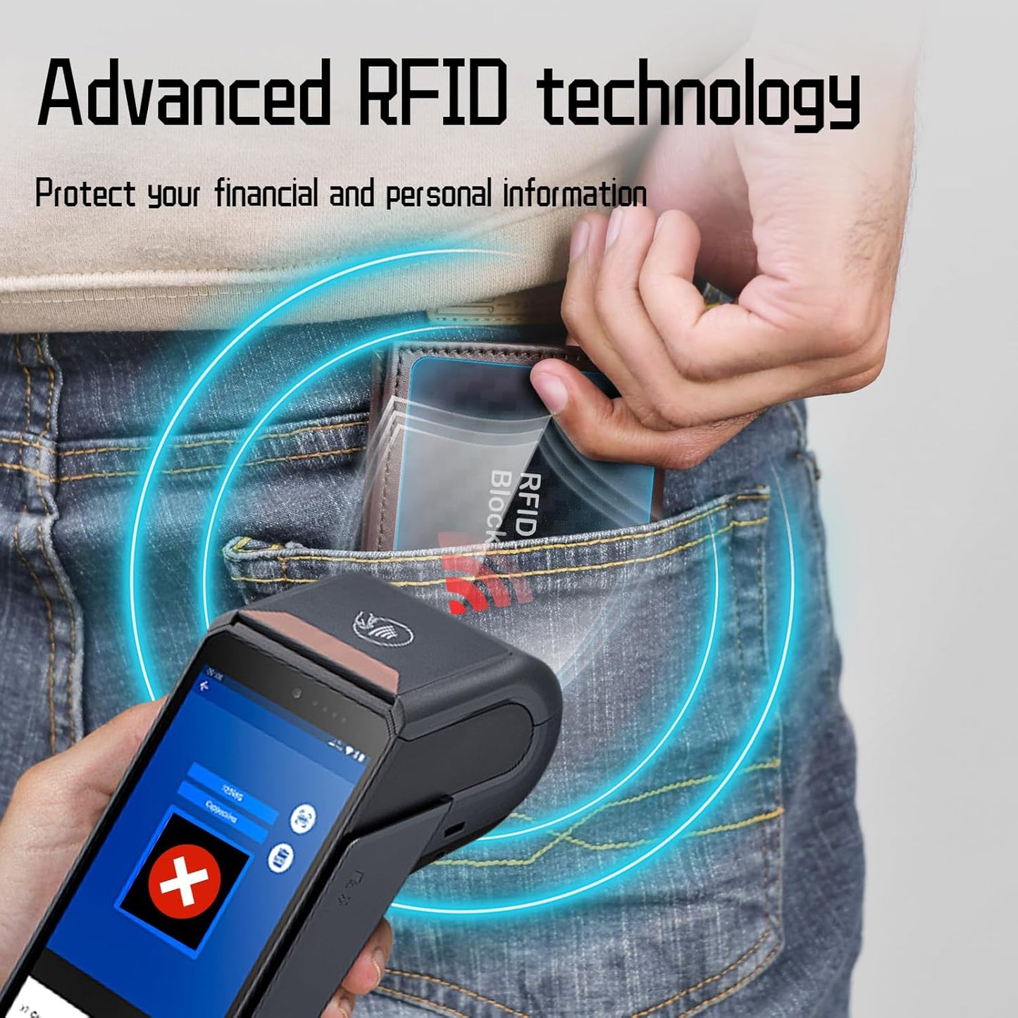 RFID Blocking Cards - 6 Pack Premium Contactless NFC Debit Credit Card Passport Protector Blocker, Smart Slim Design，for Credit Card Holder Identity Theft Prevention