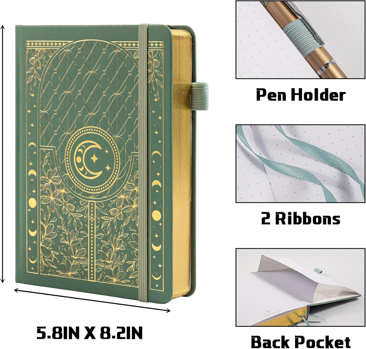 TIEFOSSI Bullet Dotted Journal Notebook, 160gsm 256 Numbered Thick Paper, A5 Hardcover Dotted Grid Diary for Women Men Work Writing, Bullet Journaling, Drawing, 5.8 x 8.3 in