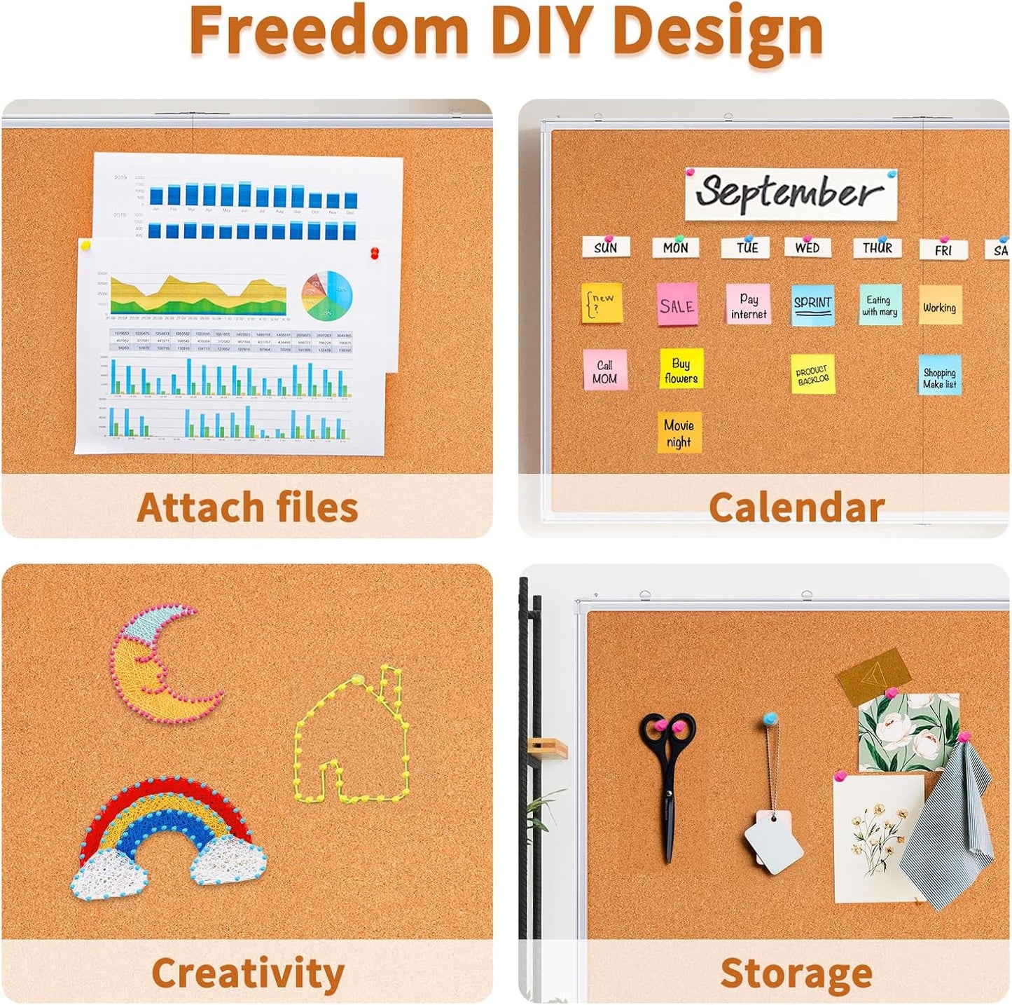 maxtek Large Cork Board 72 x 48 in, Bulletin Board for Walls, 6'x 4' Extra Aluminum Framed Corkboard, Foldable Wall Mounted Back to School Pin Memo Notice Cork Board for Office, Home Wall Display