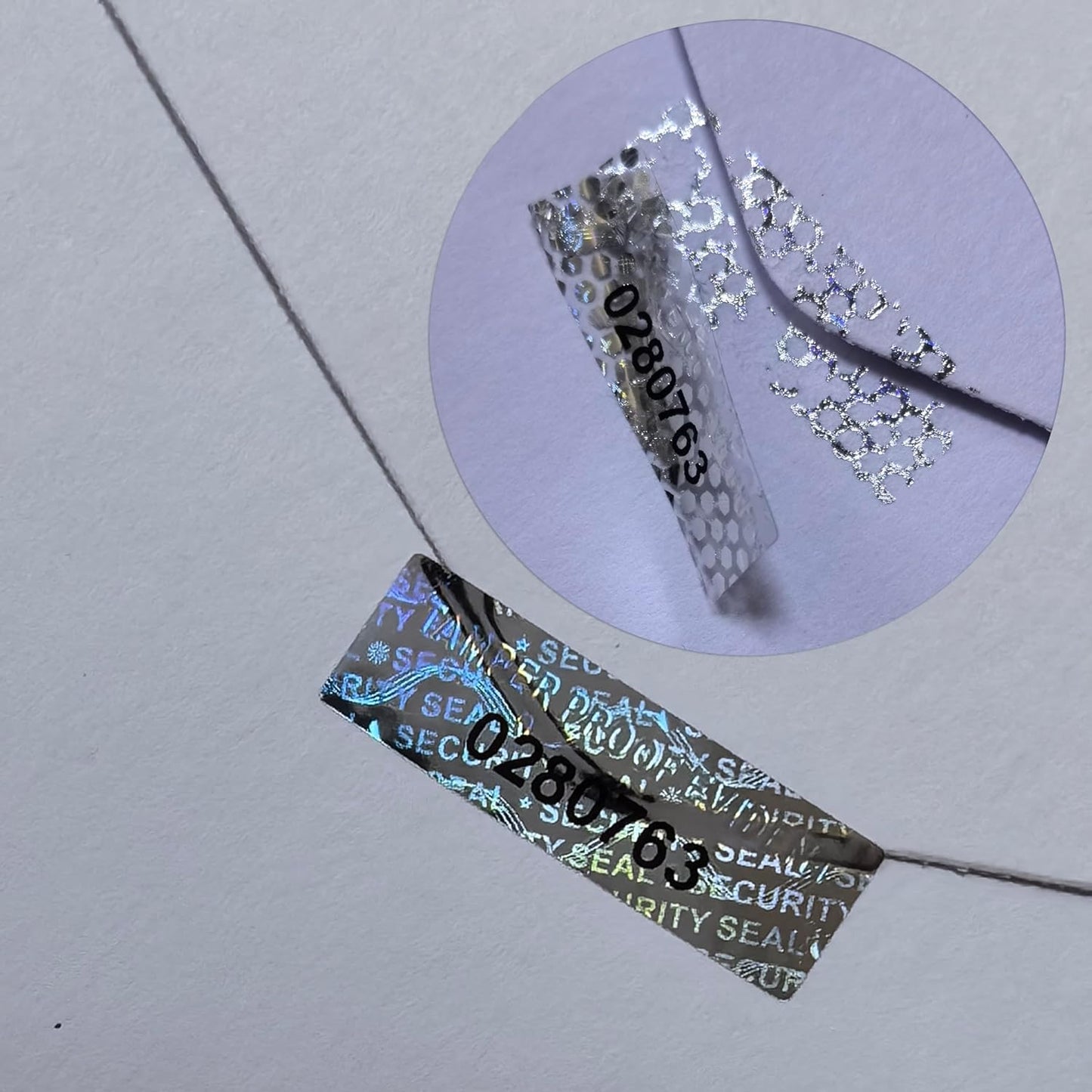 580 Pieces Tamper Proof Evident Stickers Hologram Labels Security Seals Holographic Warranty Void Original Genuine Authentic Sequential Serial Numbering, 0.25 x 1 Inch Silver