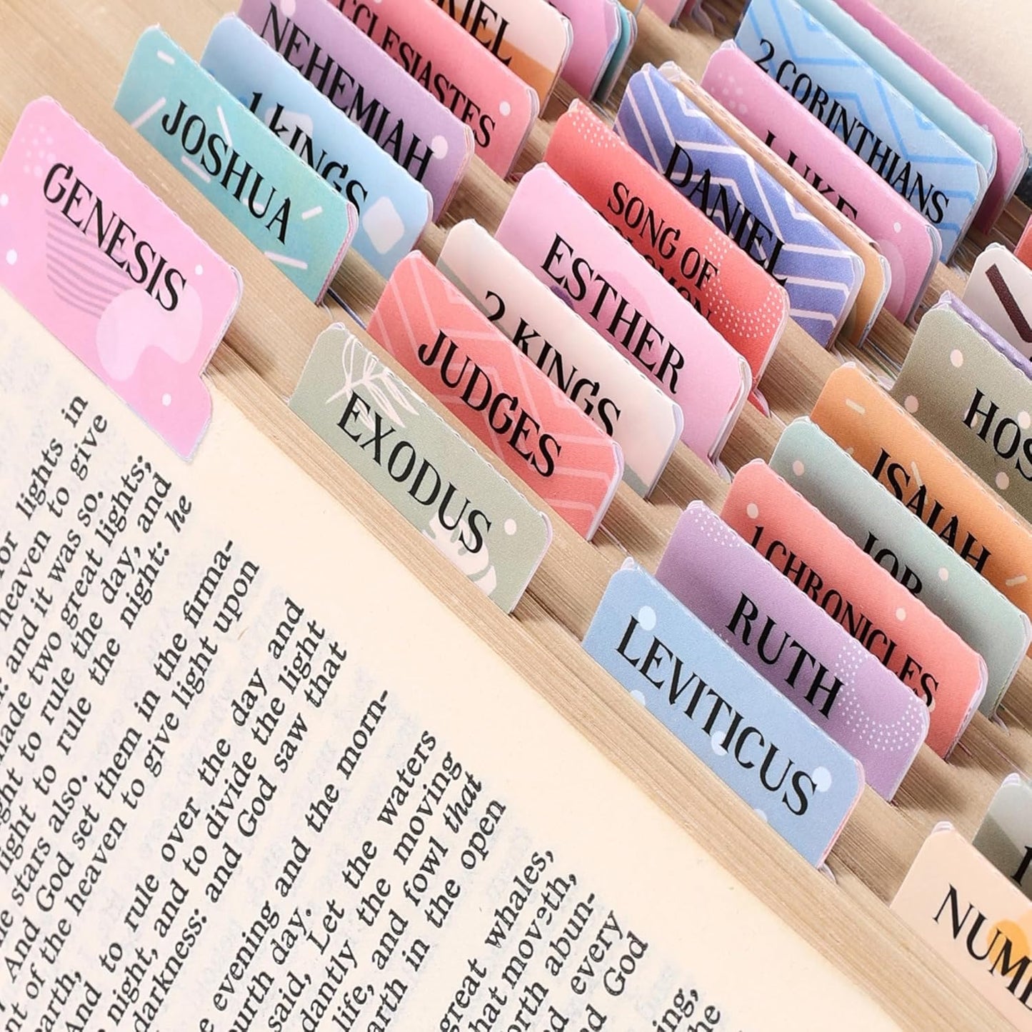 Bible Tabs for Women, 66 Large Print Laminated Bible Chapters Index Tabs and 39 Blank Dividers Sticky Labels, Cute Beauty Geometry Bible Study Supplies, Journaling Accessories, Christian Gifts for Men
