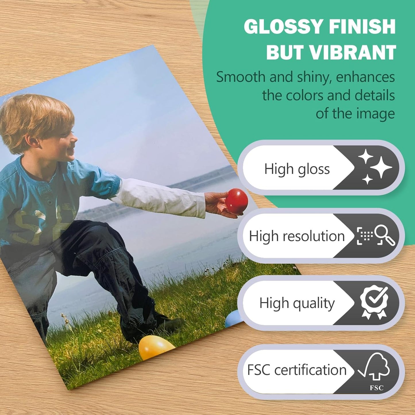 Glossy Photo Paper 3.5x5, 4x6, 5x7, Photo Printer Paper for Inkjet, 150 Bulk Variety Pack, Assorted Sizes, 52lb/200gsm (P3545YW200GP)