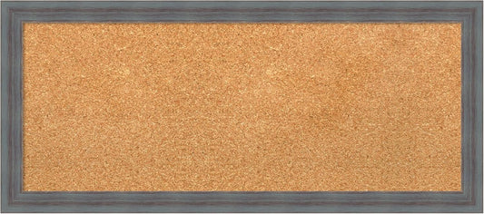 Amanti Art Natural Cork Board for Wall, 14x32 Vision Board with Blue Wood Frame, Medium Corkboard Office Decor for Home Organization, Rustic Farmhouse Corkboard Pinboard to display items for home