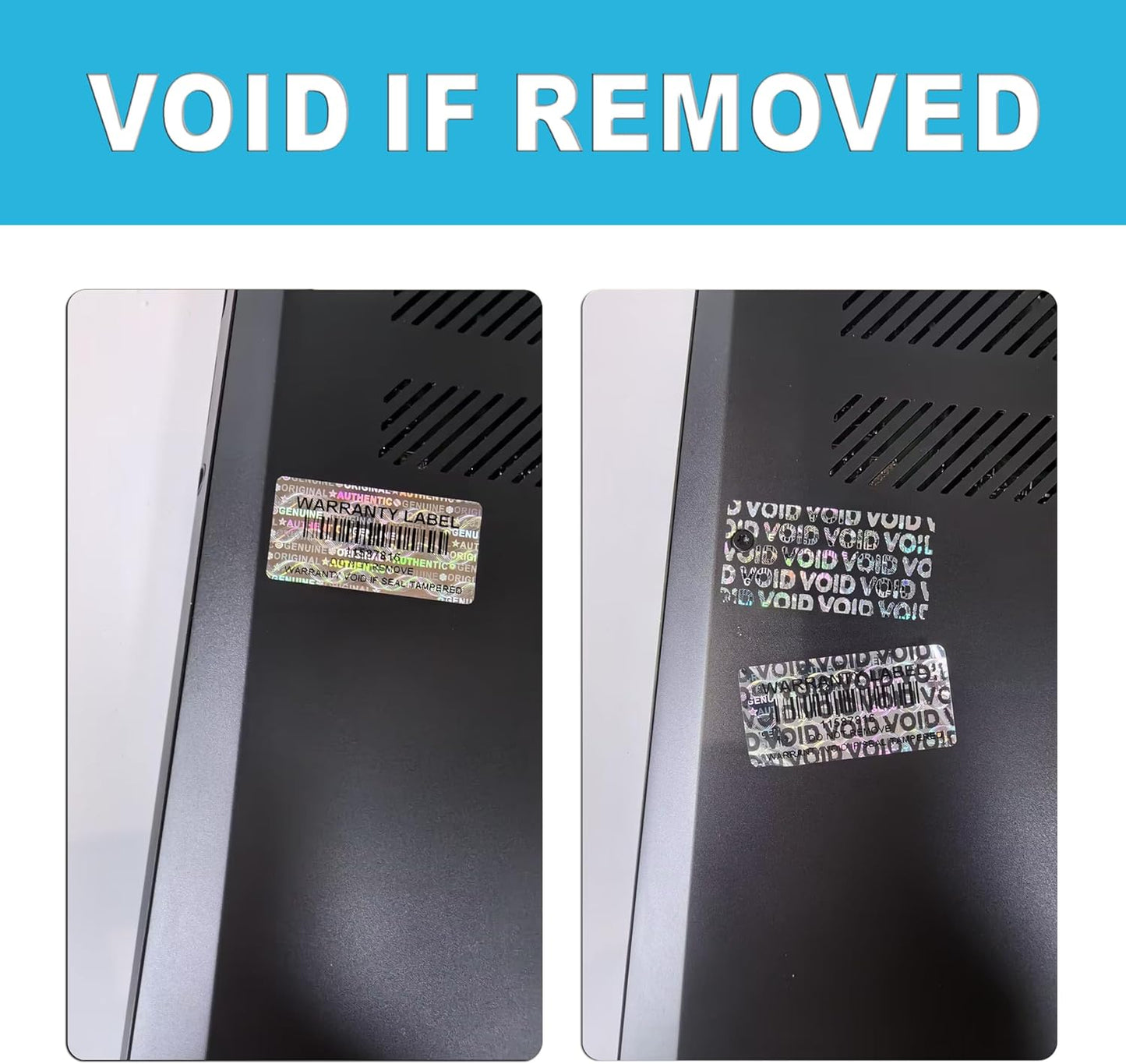 520pcs Tamper Evident Proof Stickers with Barcode Hologram Security Labels Genuine Warranty Seal with Unique Serial Number(1.2 X 0.6 Inch Silver)