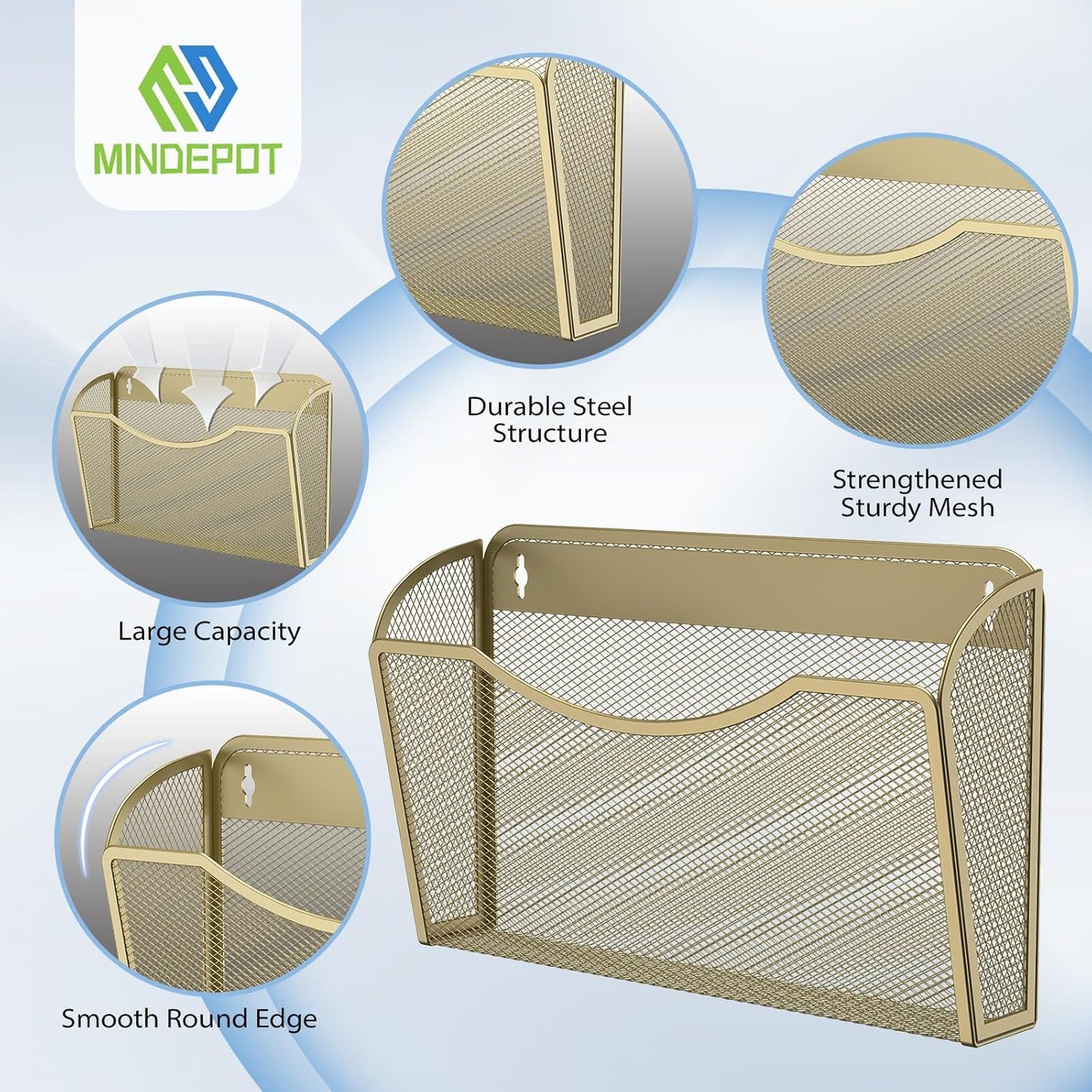 Wall File Organizer,Hanging Wall Mounted File Folder Binder Holder Mail Organizer for Office,Home and School Supplies