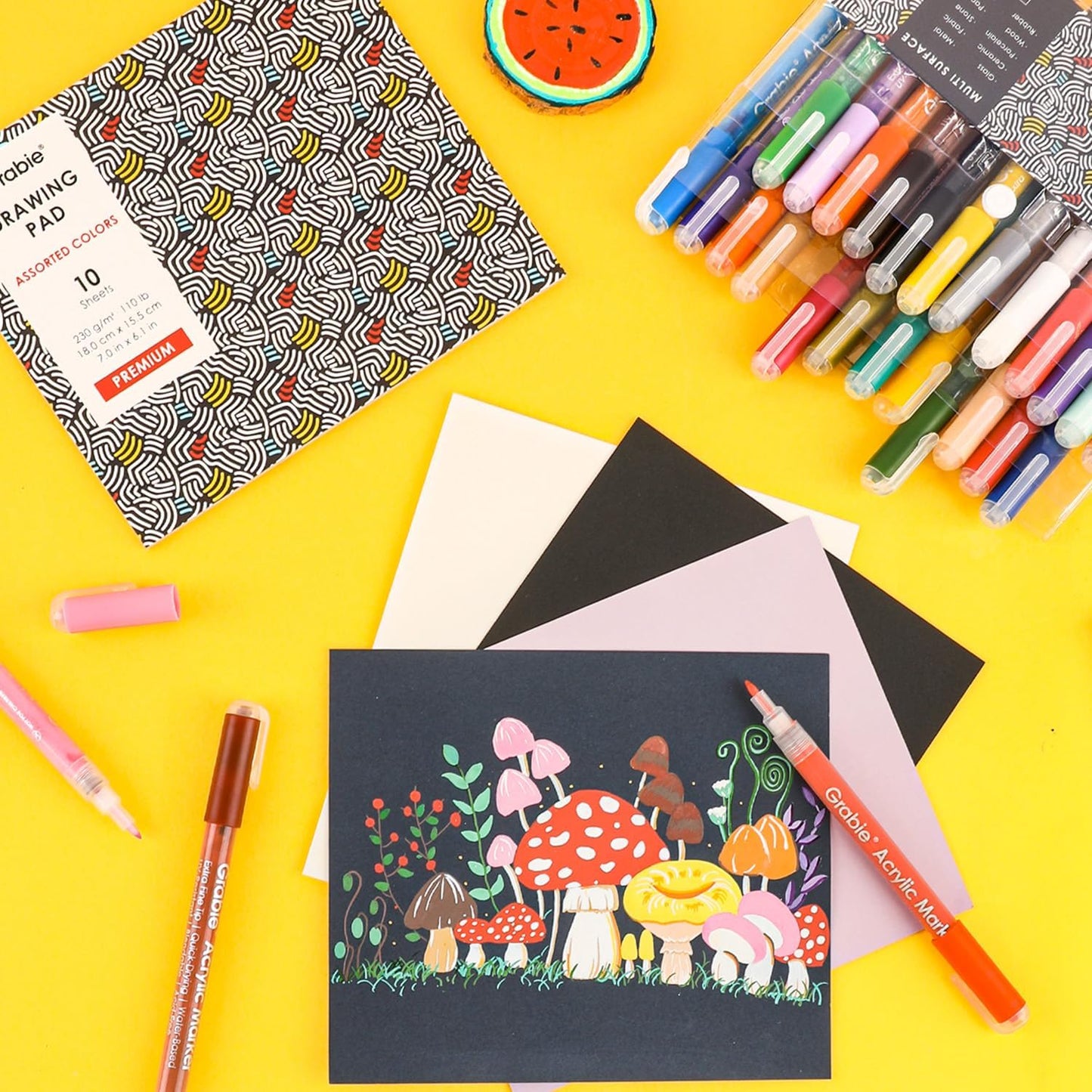 Grabie Acrylic Paint Pens Markers, 28 Colors, 0.7 mm, Extra Fine Tip Drawing Markers, Premium Paint Pens for Painting on Various Surface, Art Supplies