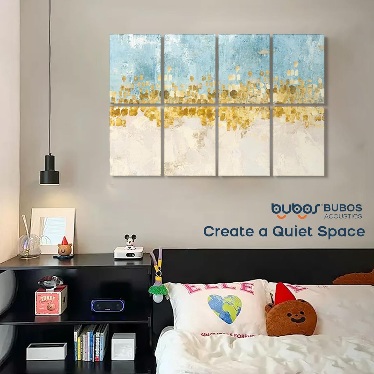 BUBOS 8 Pack Art Acoustic Panels Soundproof Wall Panel,47.2X31.4 Inches Sound Absorbing Panel,Self-adhesive Decorative Acoustical Wall Panels, Acoustic Treatment for Ceiling Home Office（Dancing Star）