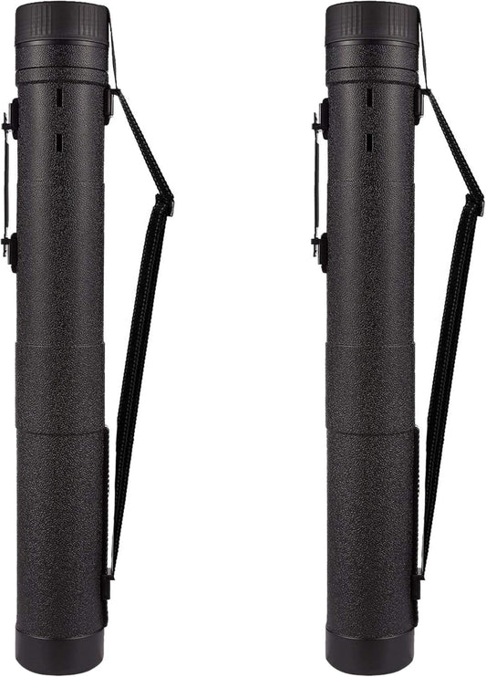 CALPALMY 2-Pack Extendable Poster Tubes Expand from 30.5” to 49” with Shoulder Strap and Handle | Carry Documents, Blueprints, Drawings and Art | Black Portable Durable Round Storage Cases