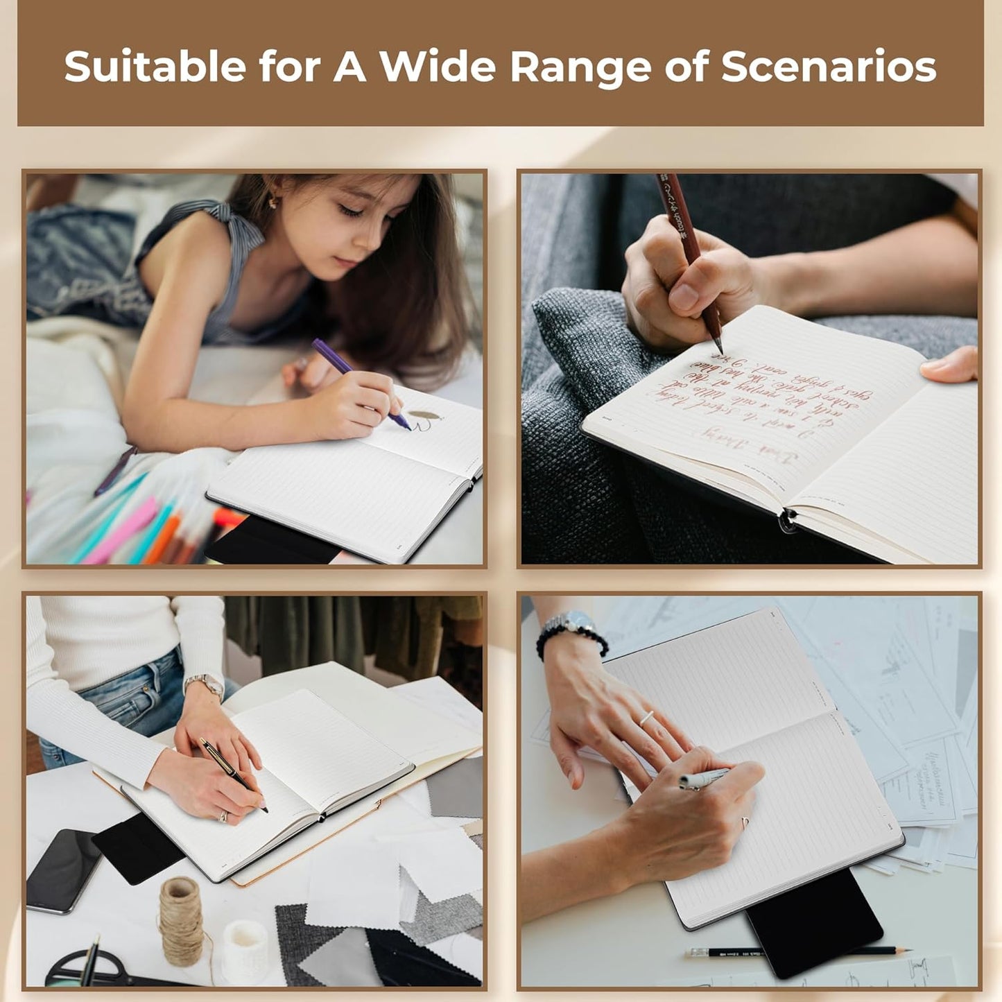 MINICAGIE Lined Leather Journals for Writing A5 Journaling Notebooks with 100 GSM Thick Paper Journal Notebook for Men & Women with Buckle Closure, Work Travel Note Taking Diary, 5.7" x 8.3", Grey