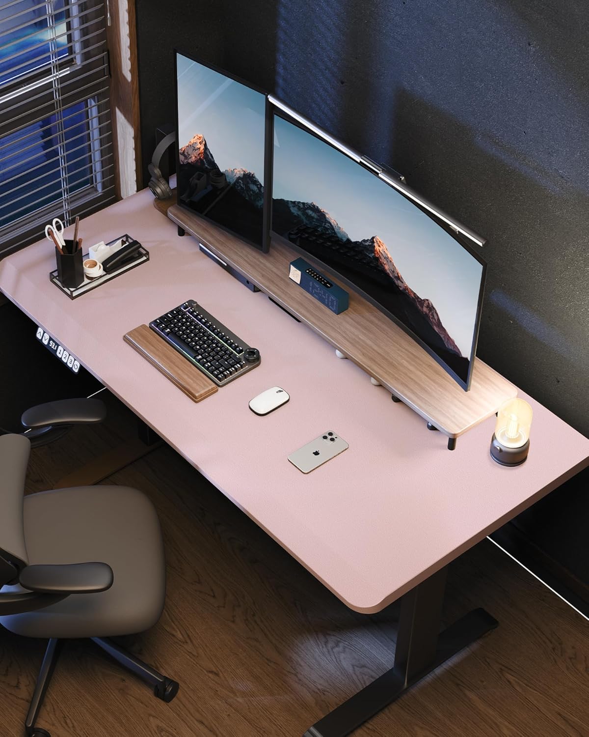 Large Desk Mat 55"x24" - Premium Non-Slip Desk Pad, Waterproof and Scratch-Resistant Office Desk Protector, Large Desk pad Workspace Mat for Home and Office(Light Pink)