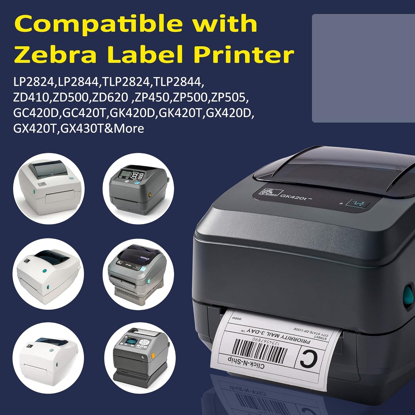 L LIKED 16 Rolls 4" x 6" Direct Blank Thermal Shipping Labels with 450 per Roll - Compatible with Zebra 2844 ZP-450 ZP-500 ZP-505 (16 Rolls - 7200 Labels)