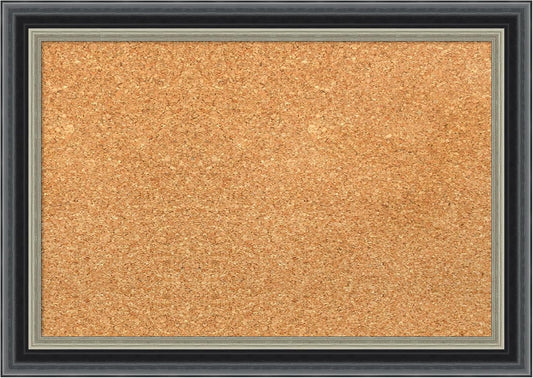 Amanti Art Natural Cork Board for Wall, 15x21 Vision Board with Black Wood Frame, Small Corkboard Office Decor for Home Organization, Modern Corkboard Pinboard to Display Items for Home Organization