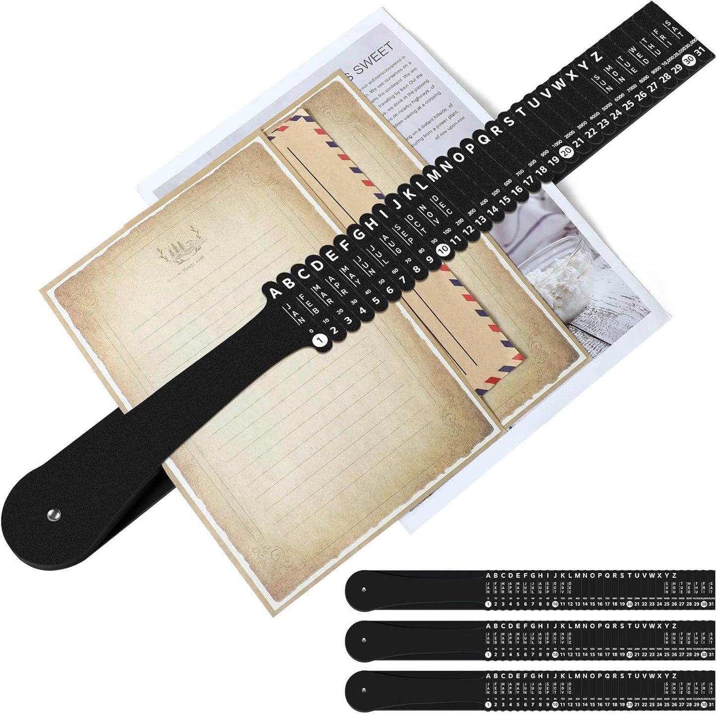 PerKoop Plastic All Purpose Document Sorter Alphabetical File Organizer Compact Upright Space Saving Paper Organizer for File Office, Black, 2.52 x 23.5 inches(1 Set)