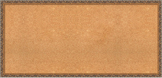 Amanti Art Natural Cork Board for Wall, 22x46 Vision Board with Bronze Frame, Oversize Corkboard Office Decor for Home Organization, Traditional Corkboard Pinboard to Display Items for Home