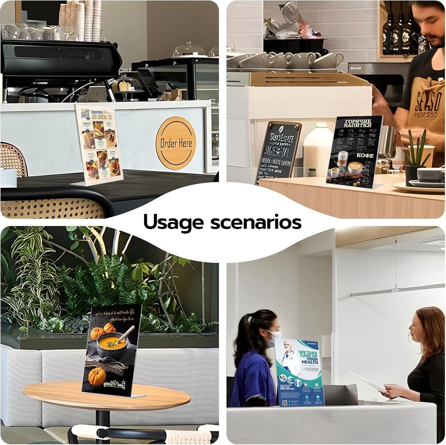 KSacry 12 Pcs Acrylic Sign Holder 8.5*11inch, Slanted Back Sign Holder, acrylic display stand,Vertical Acrylic Indicator Stand, Suitable for shopping malls, offices, restaurants, and weddings