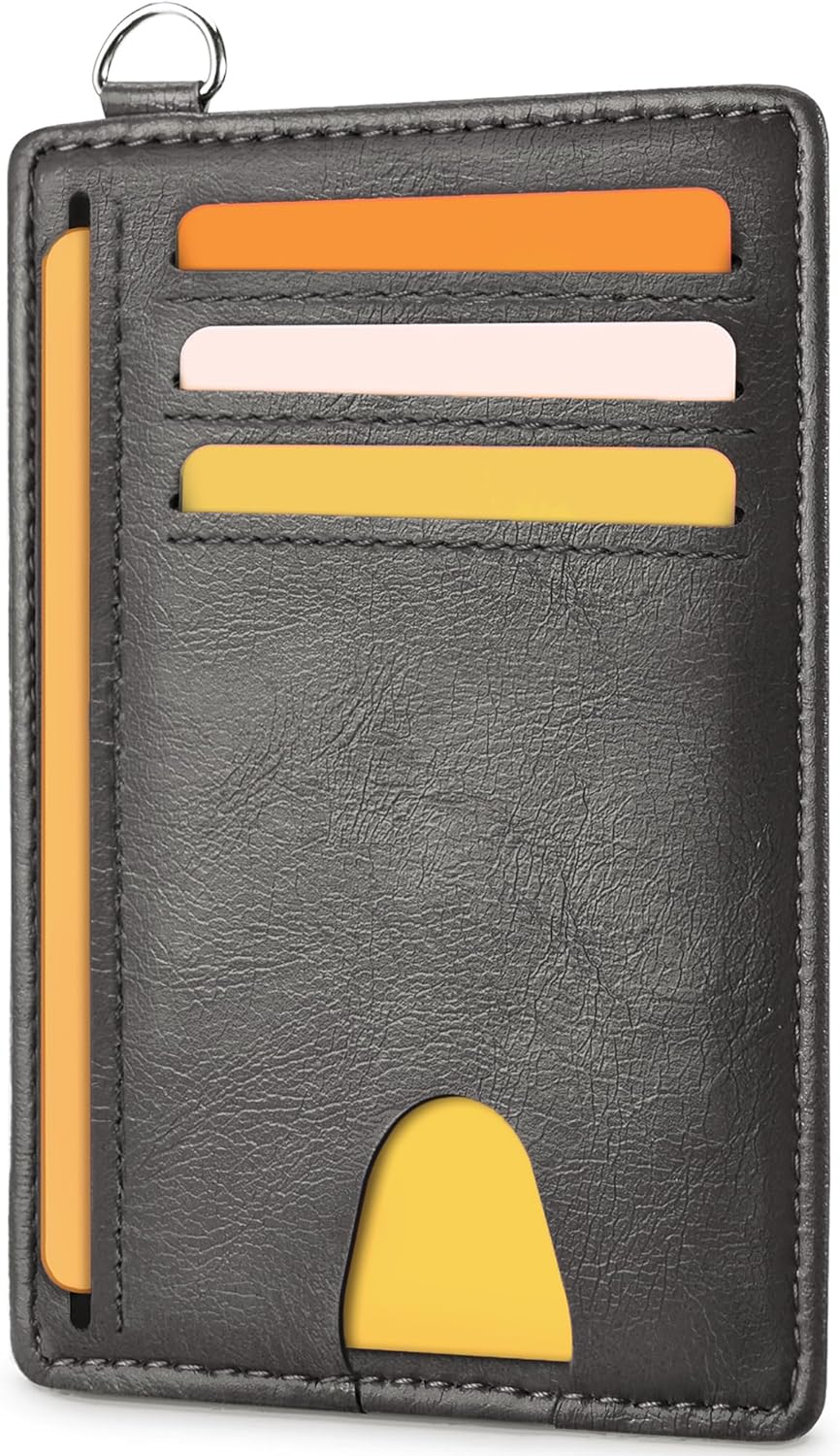 Mayski Slim Wallet, Credit Card Holder for Women, Minimalist Front Pocket RFID Blocking Card Cases, Small Wallet Women Men(Oiled Wax Grey)