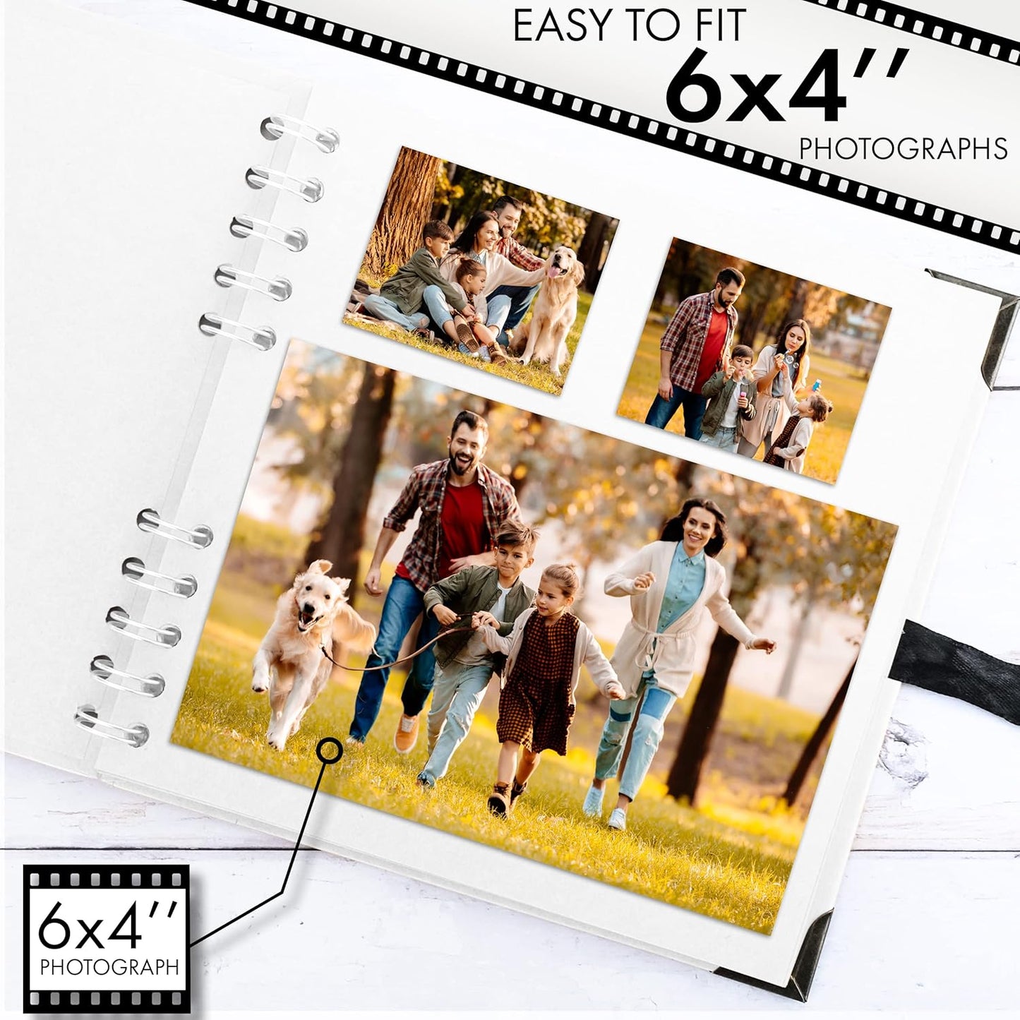 Bstorify Square Scrapbook Photo Albums 36 Pages (18 x 18 cm) White Thick Paper, Hardcover, Metal Corners, Ribbon Closure - Ideal for Your Scrapbooking Albums, Art & Craft Projects 7 x 7 Inch