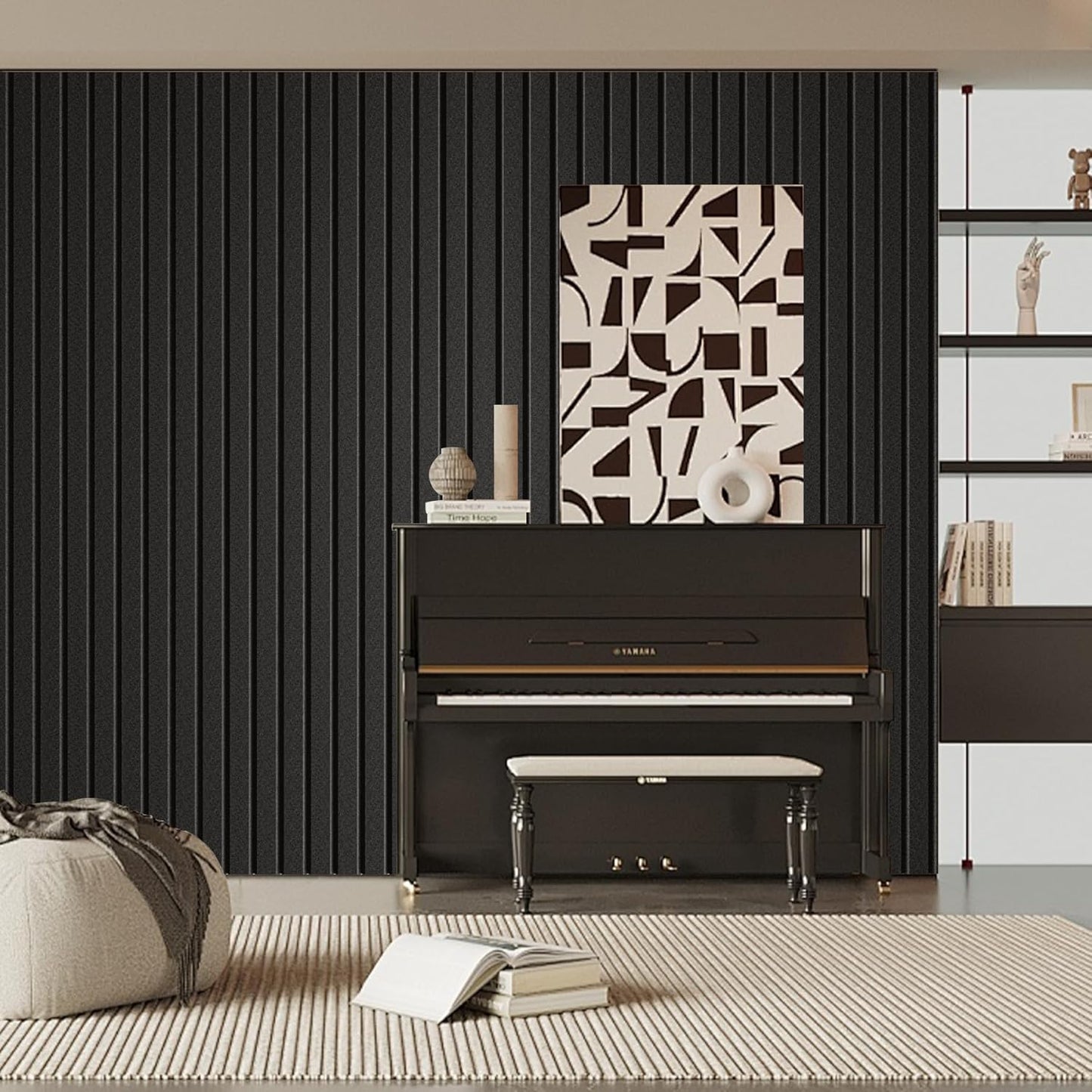 5 Pack Sound Proof Foam Panels for Walls 47.2"x23.6" Large Acoustic Panels Sound Absorbing, Self-Adhesive Soundproof Wall Panels for Home Studio, Office, Recording, Black Black