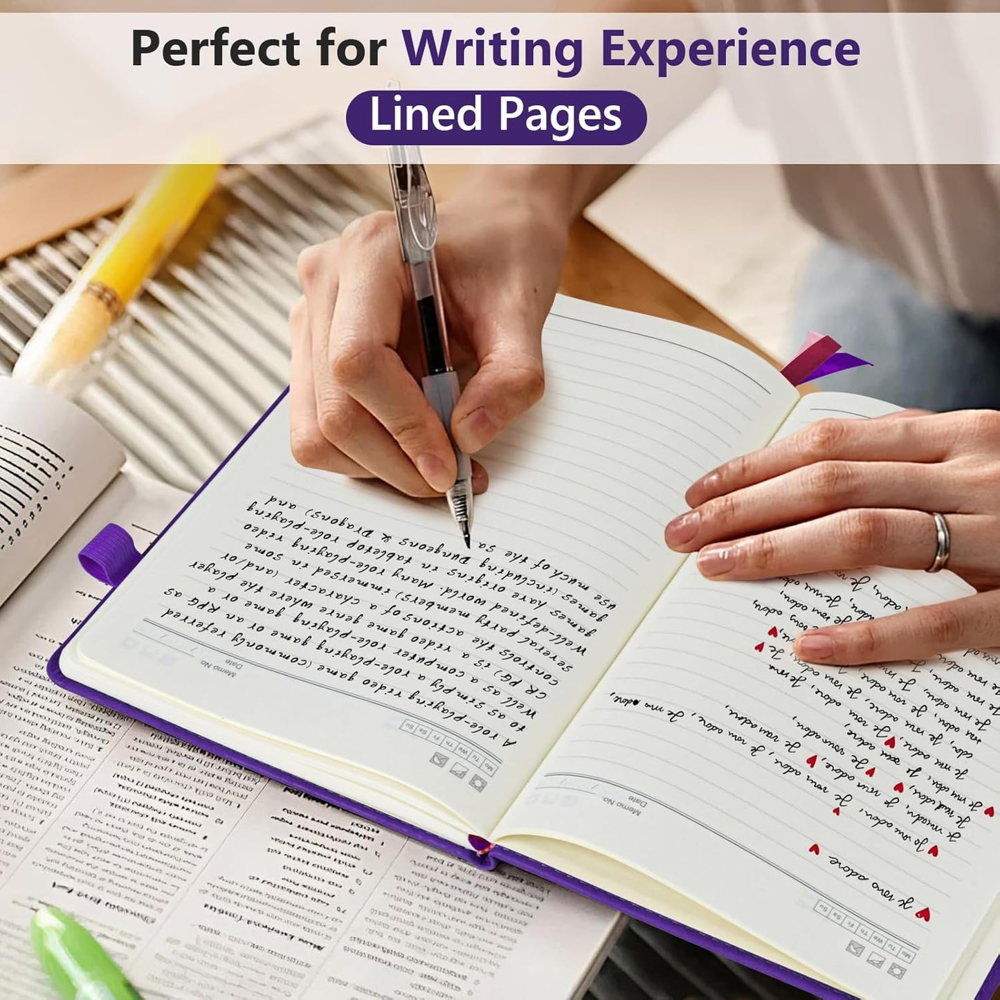 PERCUN Lined Journal Notebook for Men & Women, 160 Pages College Ruled Journal for Writing, A5 Hardcover Leather Notebooks for Work, School, Business, Travel, Daily Diary 5.9" x 8.5" - Purple