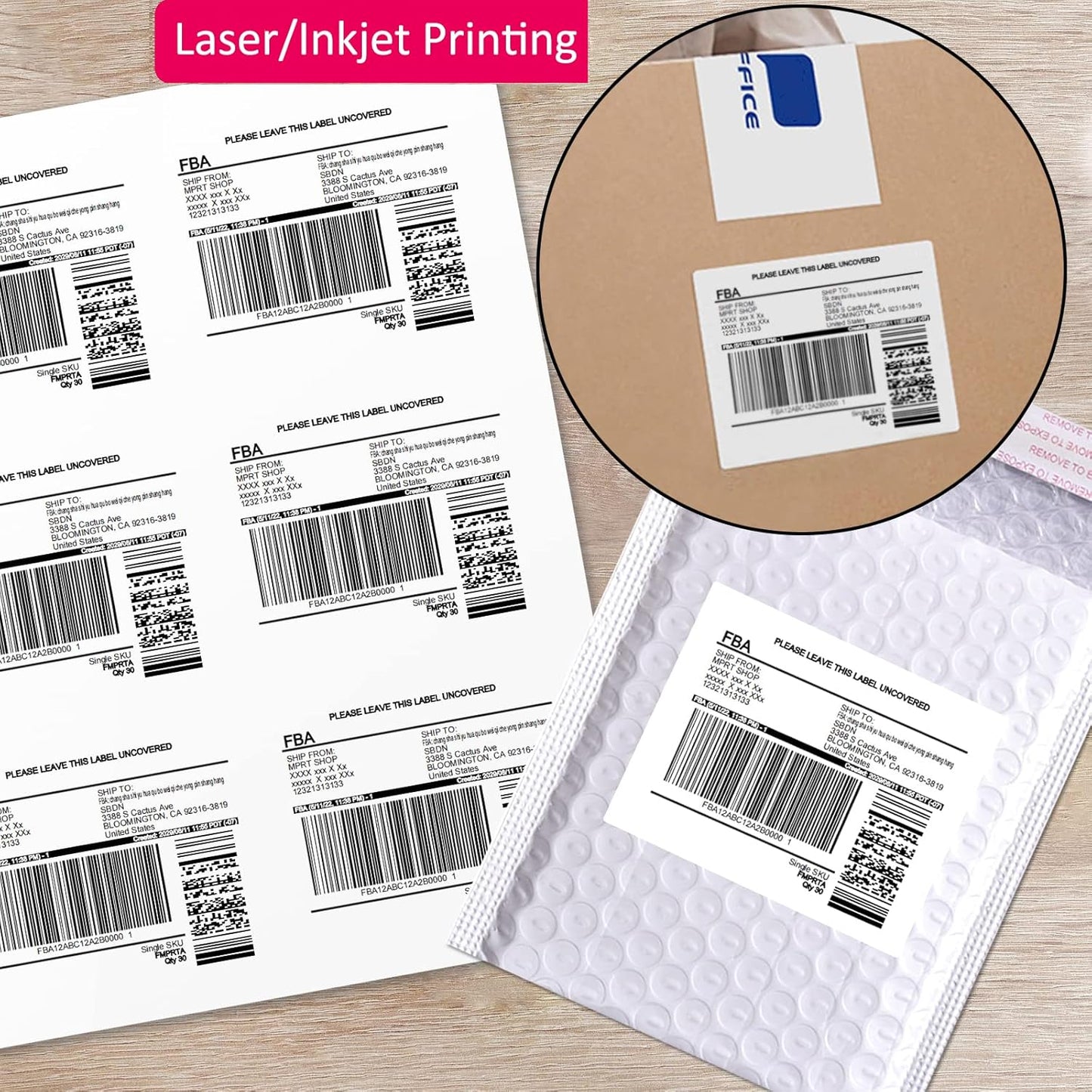 MPRT 1000 Sheets 3-1/3" x 4" Shipping Address Labels Printable Label Stickers Paper for Laser/Inkjet Printer 6 per Page Mailing Labels, FBA Box Labels - Matte, 6000 Labels