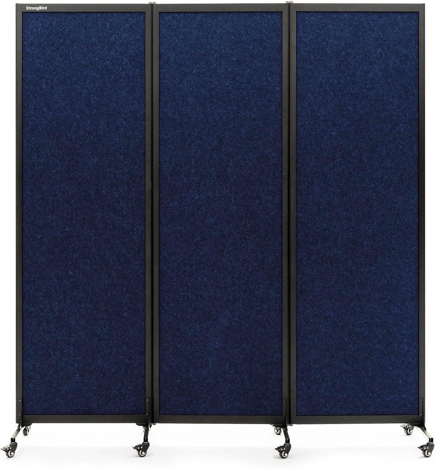 Upgrade Version Room Partition and Divider, Freestanding Rolling Dividers with Wheels,Office Privacy Screen Divider Wall,Classroom Felt Dividers,6'L* 6'7"H,3 Panel,Blue