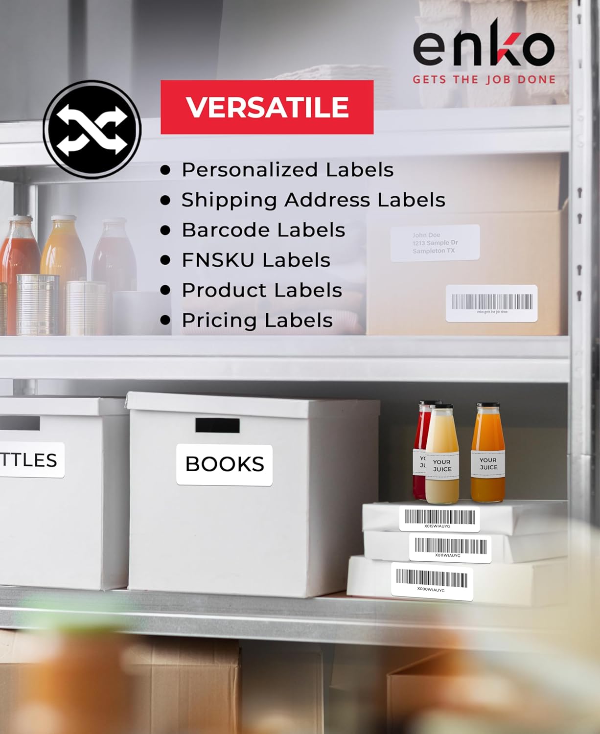 enKo 4" x 2" Labels for Zebra Desktop Printers (48 Rolls | 36,000 Labels) Direct Thermal Address Mailing Shipping Barcode FBA Stickers FNSKU Label for Zebra and Eltron (Perforated)