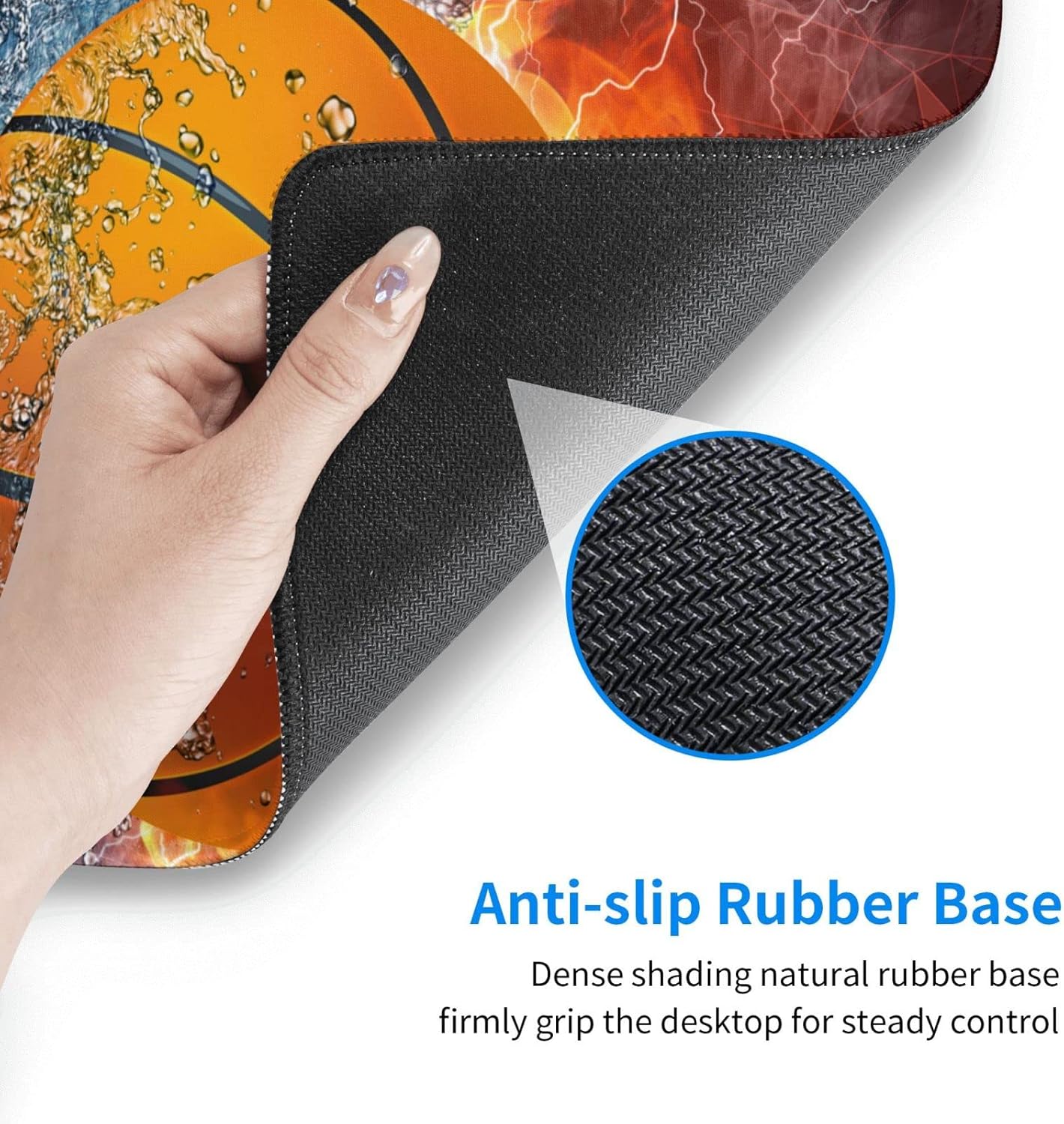 Basketball Extra Large Mouse Pad for Boys Men Desktop Gaming, 29.5" x 15.8" Cool Sports Style Extended Desk Mat with Stitched Edges and Non-Slip Base, Water Resist Desk Pad for Keyboard Laptop