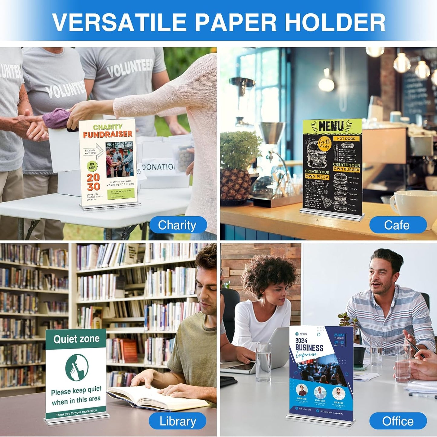 26 Pack Acrylic Sign Holder 4 x 6 Clear Display Table Signs Stand, Double Sided T Shape Flyer Holder Plastic for Picture Paper Frame Holder Home Office Menu Retail Show Fair