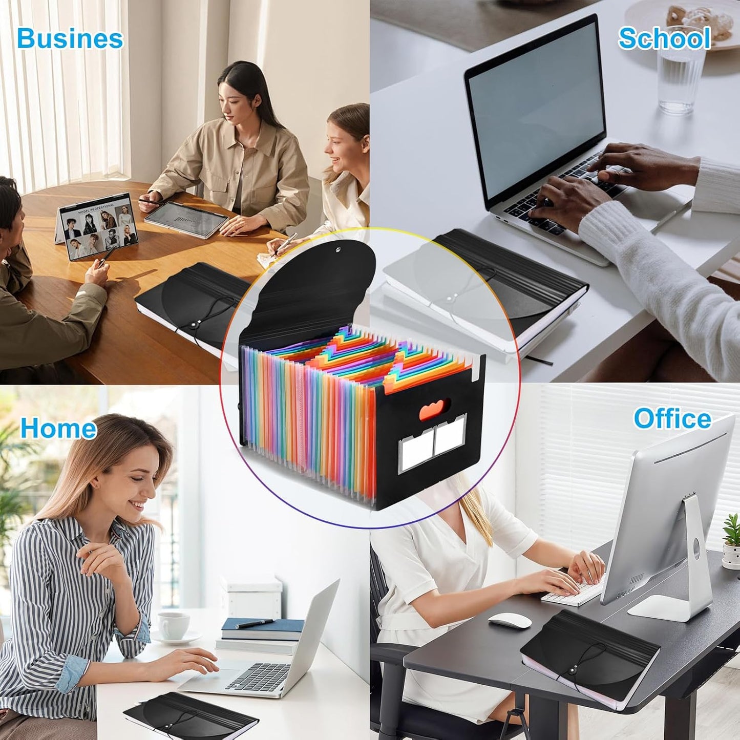 25 Pockets Accordion File Organizer 2 Packs Desktop Expanding File Folders with Colorful tabs for Paper Receipts, Bills&Taxes Organizer, Letter/A4 Size Document Holder for School, Office, Home