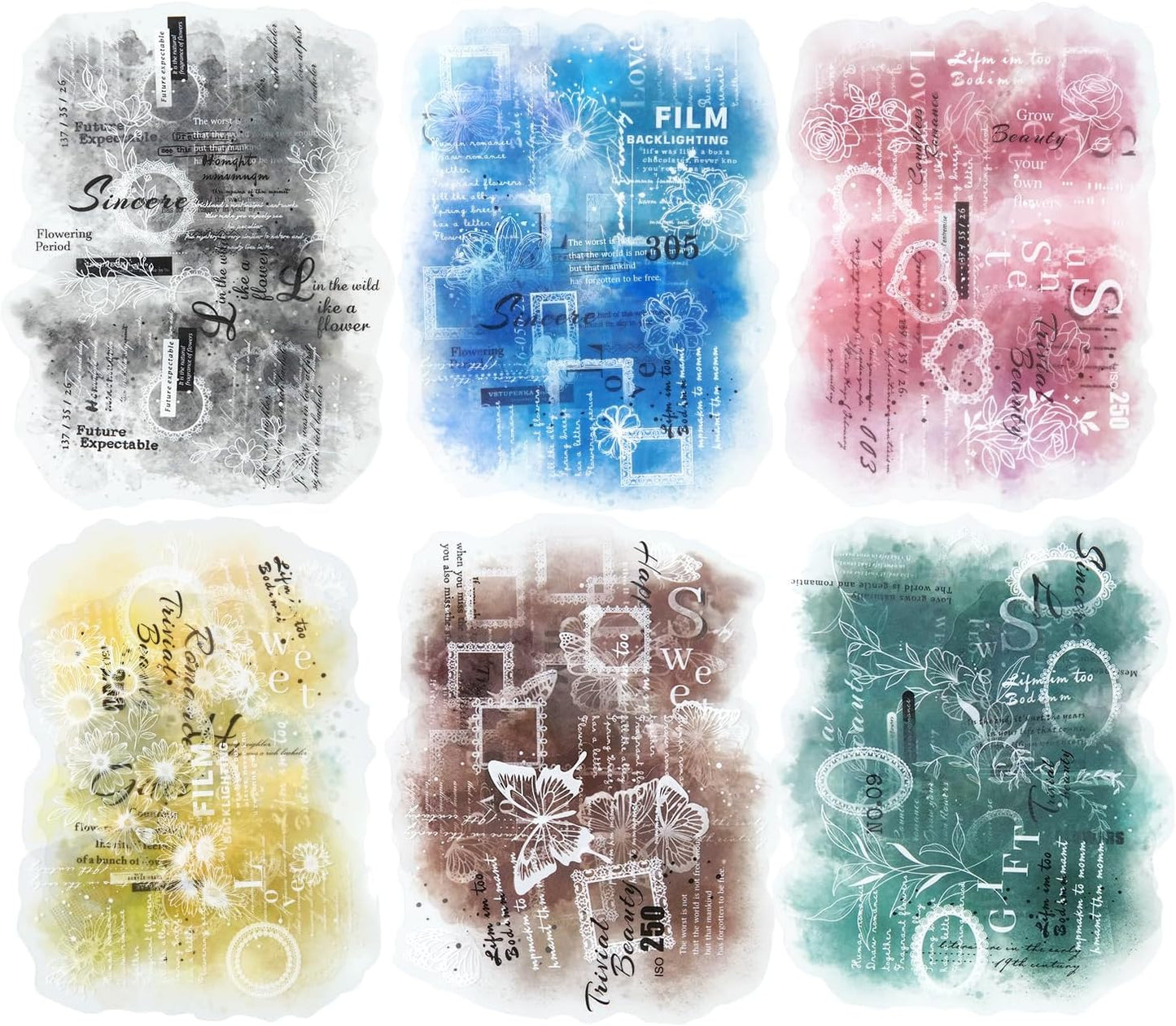 Lace PET Stickers, 60 PCS Vintage Ephemera for Scrapbooking, Journaling, Crafting, DIY Projects, and Art Supplies