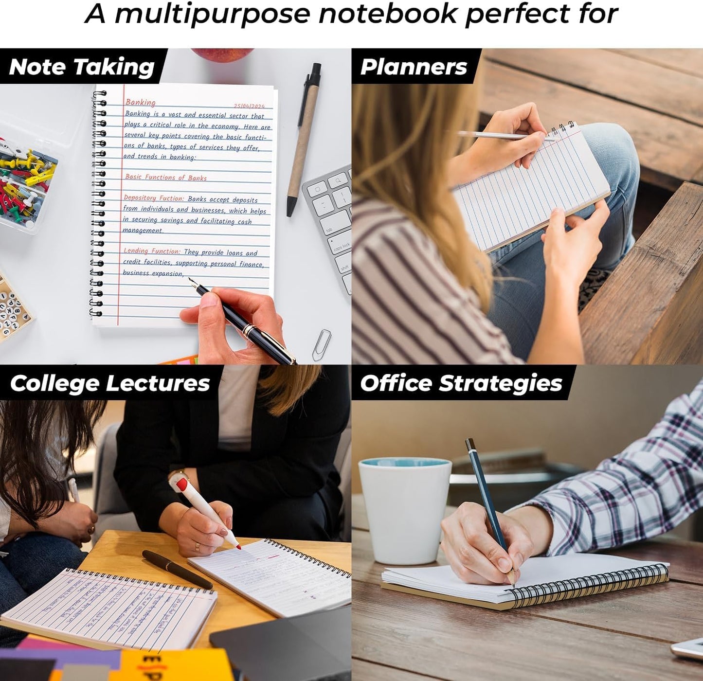 48 Pack Kraft Spiral Notebook, A5 College Ruled, 5.8 x 8.3, 120 Pages (60 Sheets), 100 GSM Thick Paper, Hardcover Planner Notebooks, Travel Writing Journals, Bulk Home Office School Supplies