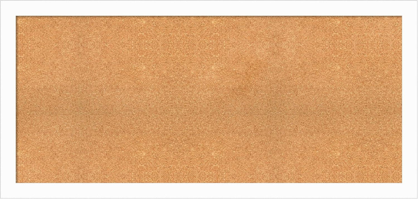 Amanti Art Natural Cork Board for Wall, 25x53 Vision Board with White Frame, Oversize Corkboard Office Decor for Home Organization, Casual Corkboard Pinboard to Display Items for Home Organization in