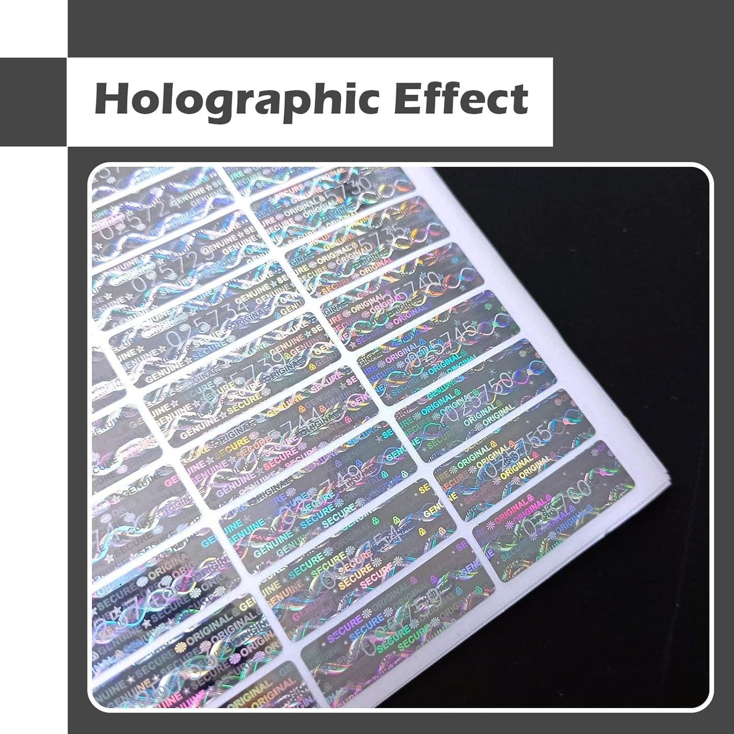 380pcs Tamper Proof Hologram Stickers Original Security Labels Genuine Warranty Void Seal Tamper evident Sticker with Unique Serial Number (1.2x0.4inch)