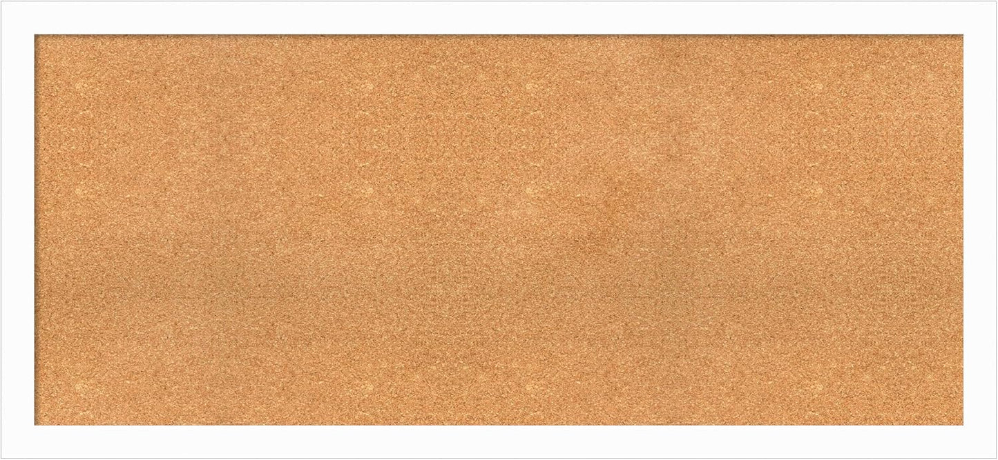 Amanti Art Natural Cork Board for Wall, 27x59 Vision Board with White Frame, Oversize Corkboard Office Decor for Home Organization, Casual Corkboard Pinboard to Display Items for Home Organization in