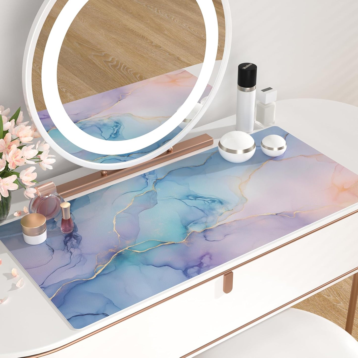 QIYI Large Mouse Pad, PU Leather Desk Mat for Desktop, Waterproof Gaming Desk Pad, Marble Painting Full Desk Accessories Keyboard Mousepad, Home & Office Décor 31.5" x 15.7" - Abstract Fluid Art