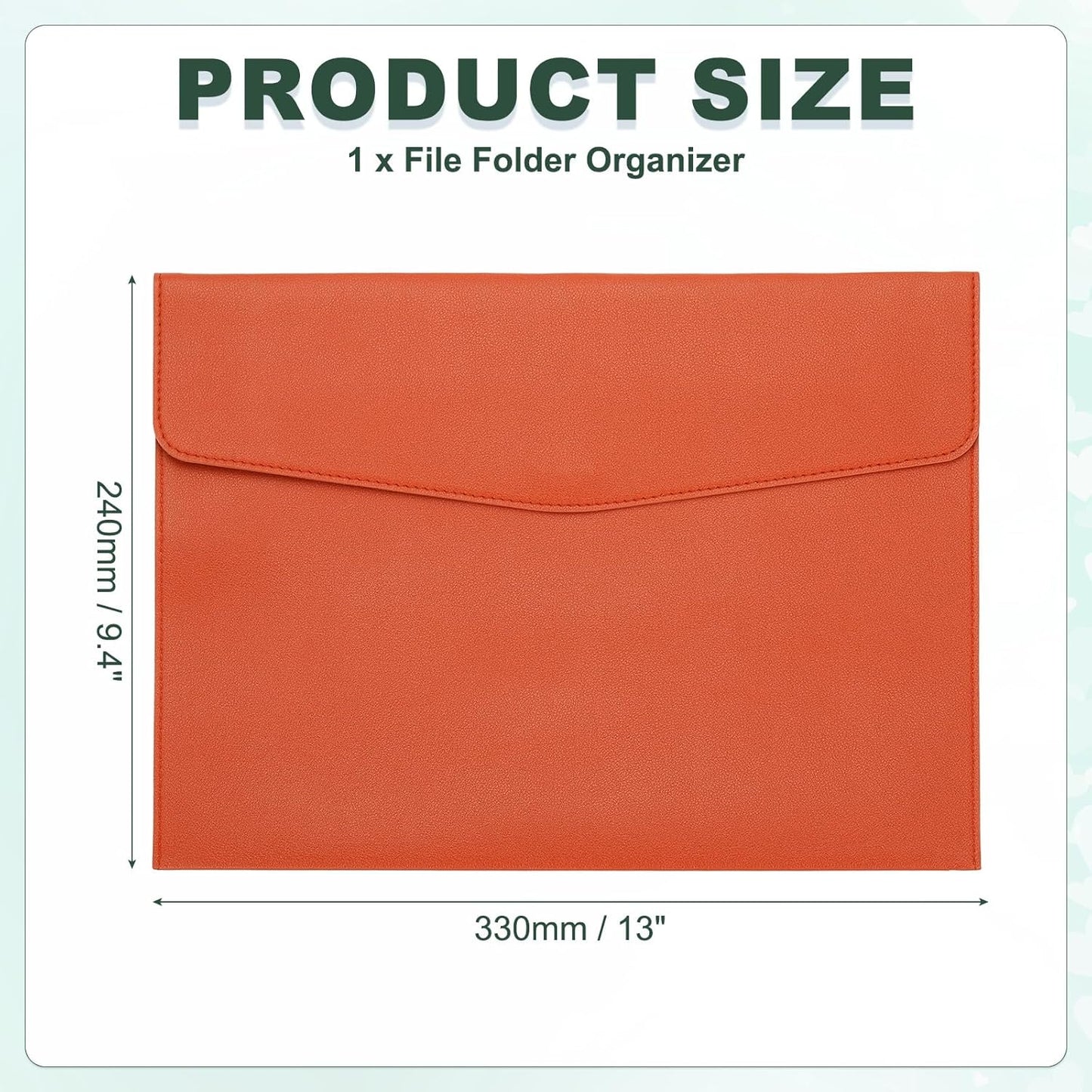 PATIKIL PU Leather A4 File Folder, Document Holder Filing Organizer Portfolio Envelope Folder Case with Snap Closure for Letter Receipt Style 2, Orange