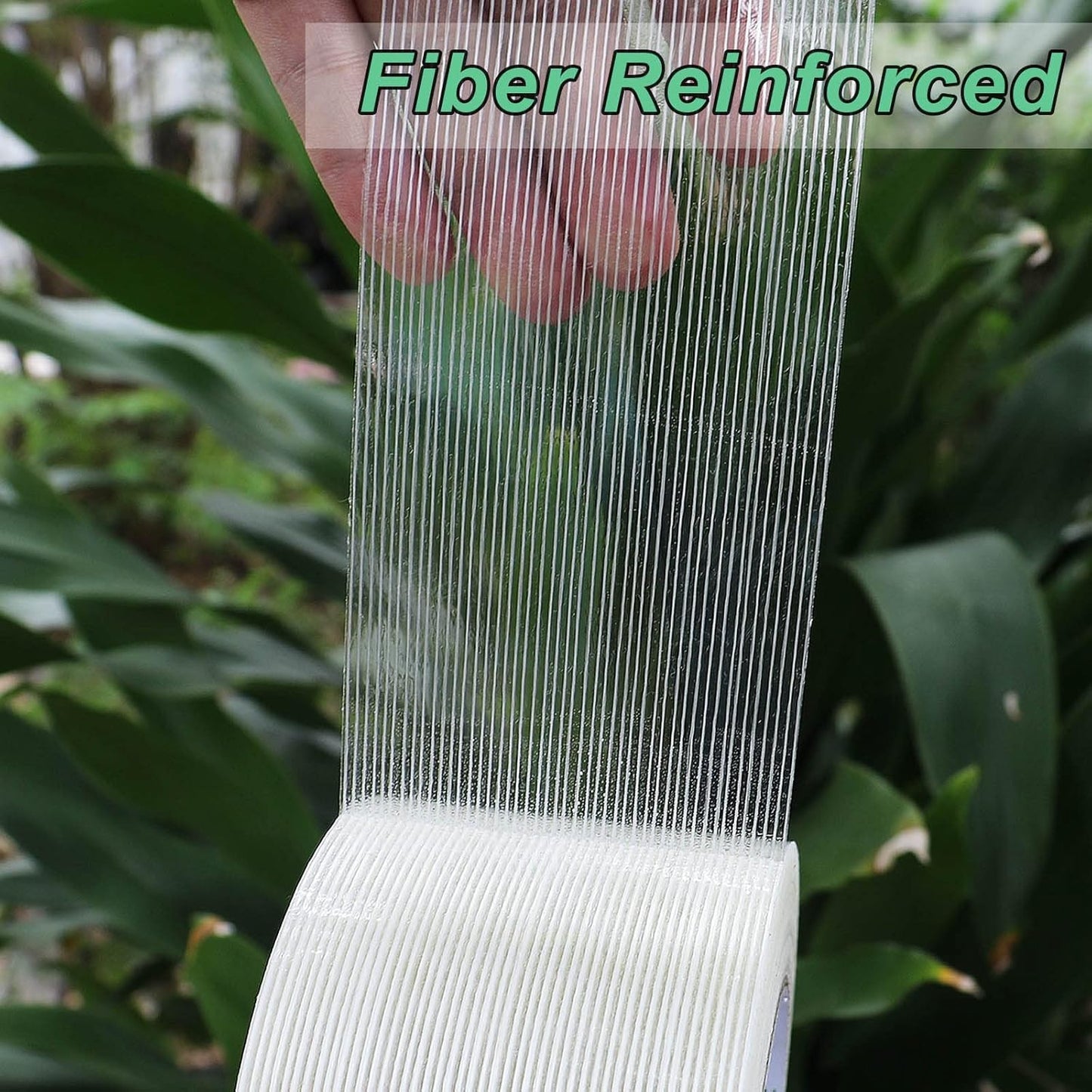 BOMEI PACK Fiber Reinforced Packing Tape 3 Inch, Heavy Duty Wide Strapping Tape, 4Rolls x 5.9Mil x 60Yds, Total 240Yds