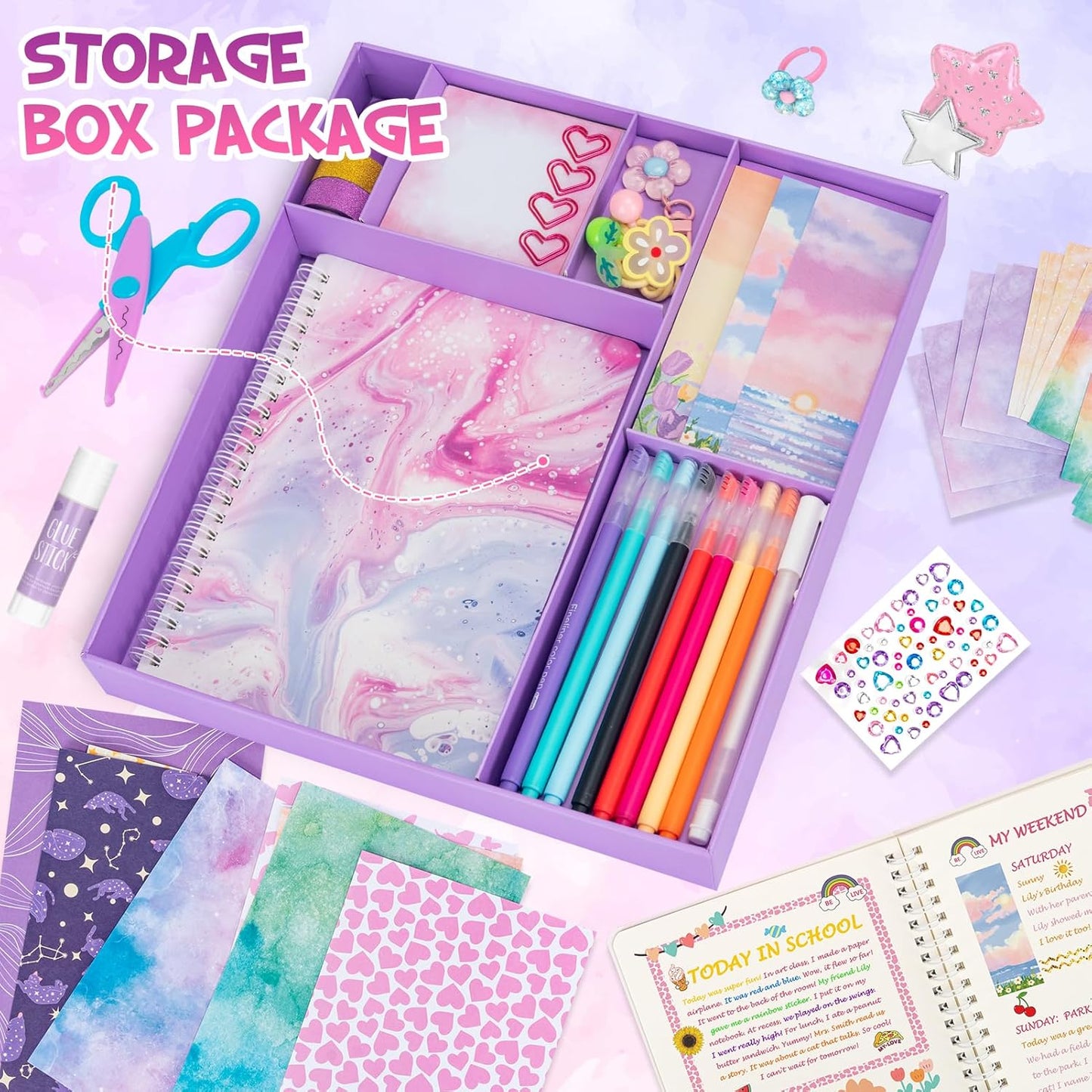 QIYVLOS 2 Pack DIY Journal Kit, Scrapbook Kit Toys for ages 8-13, Birthday Stationary Journaling Supplies Set Arts and Crafts Gifts for Teen Girls Ages 8 9 10 11 12 13 14 Year Old