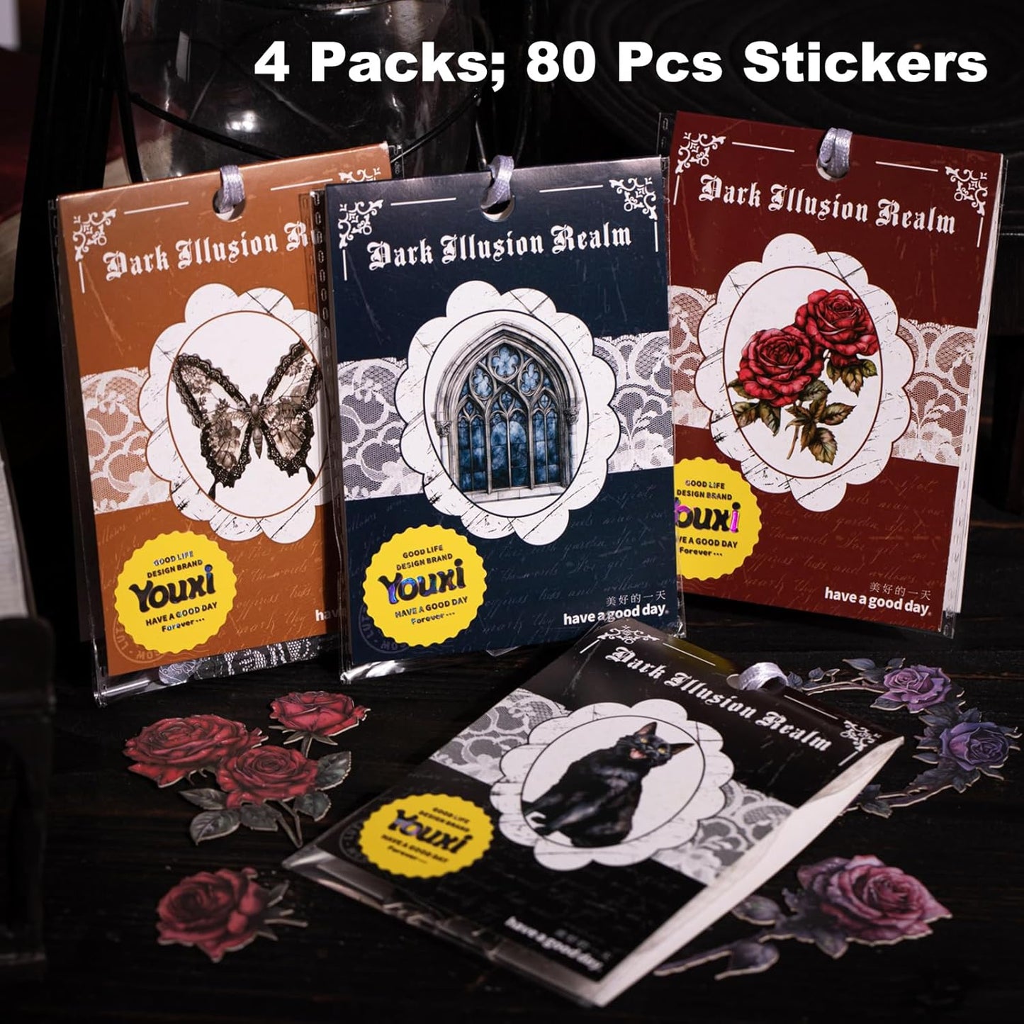 Dark Fantasy Gothic Sticker Set, 80PCS Vintage Cardstock Stickers for Scrapbooking, Journaling, DIY Crafts, Planners, and Gift Decoration