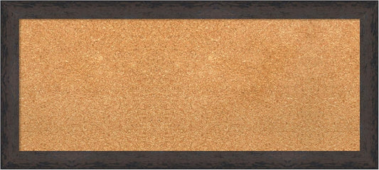 Amanti Art Natural Cork Board for Wall, 15x33 Vision Board with Black Wood Frame, Medium Corkboard Office Decor for Home Organization, Modern Contemporary Corkboard Pinboard to display items for home