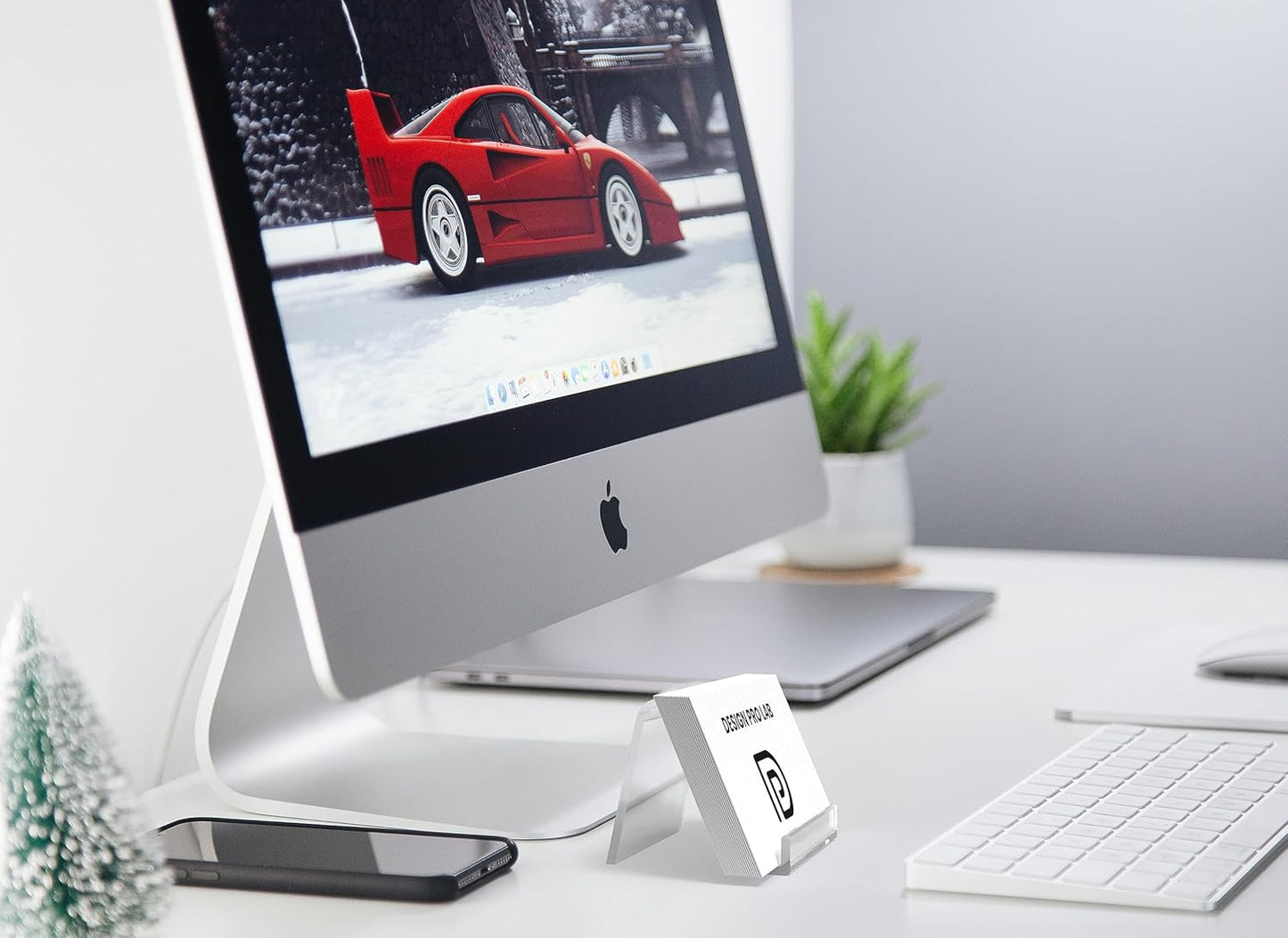 10 Pack Stylish Business Card Holder for Desk, Stylish Design, Quality Acrylic Business Card Display Desktop Office Holder (10)