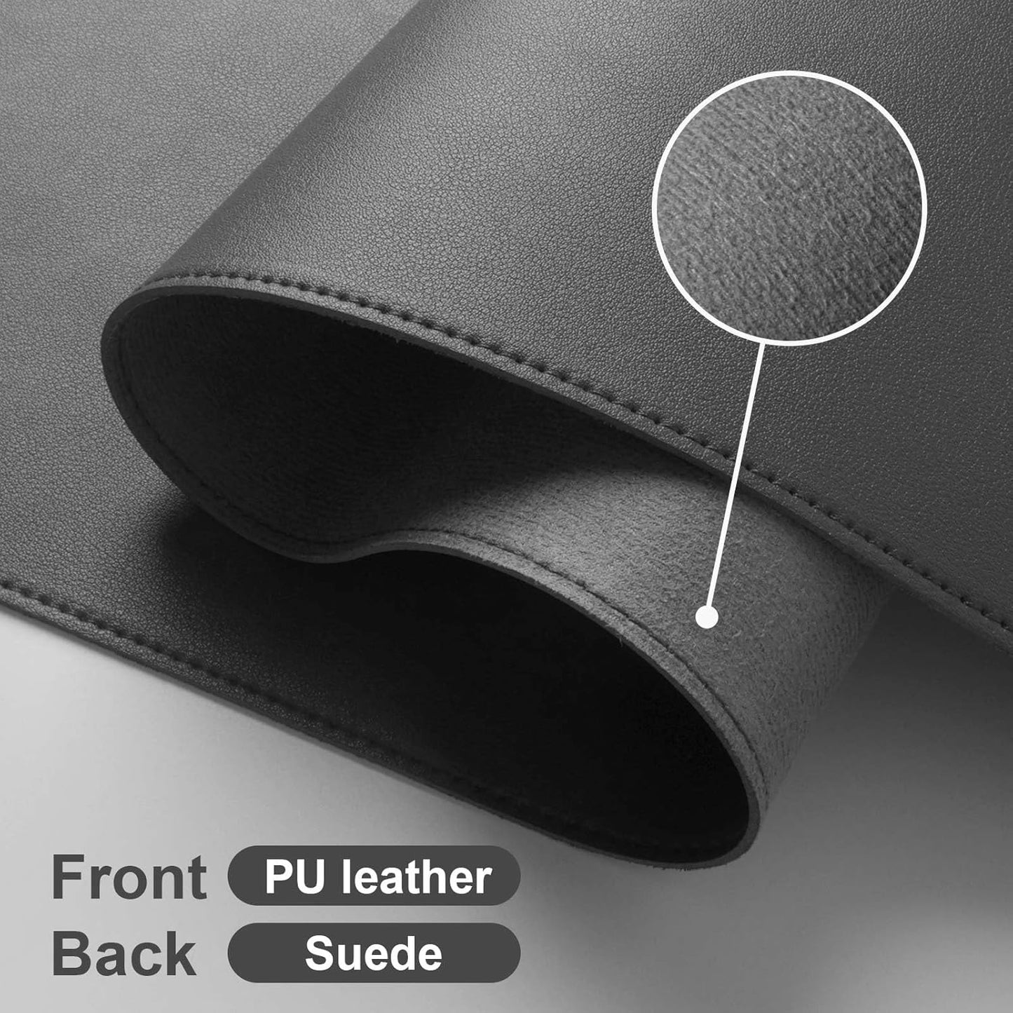 DAWNTREES Desk Mat Protector,PU Leather Desk Pad,Non Slip, Large Mouse Pad and Keyboard Mat, Waterproof Writing Pad for Office and Home (Dark Gray)