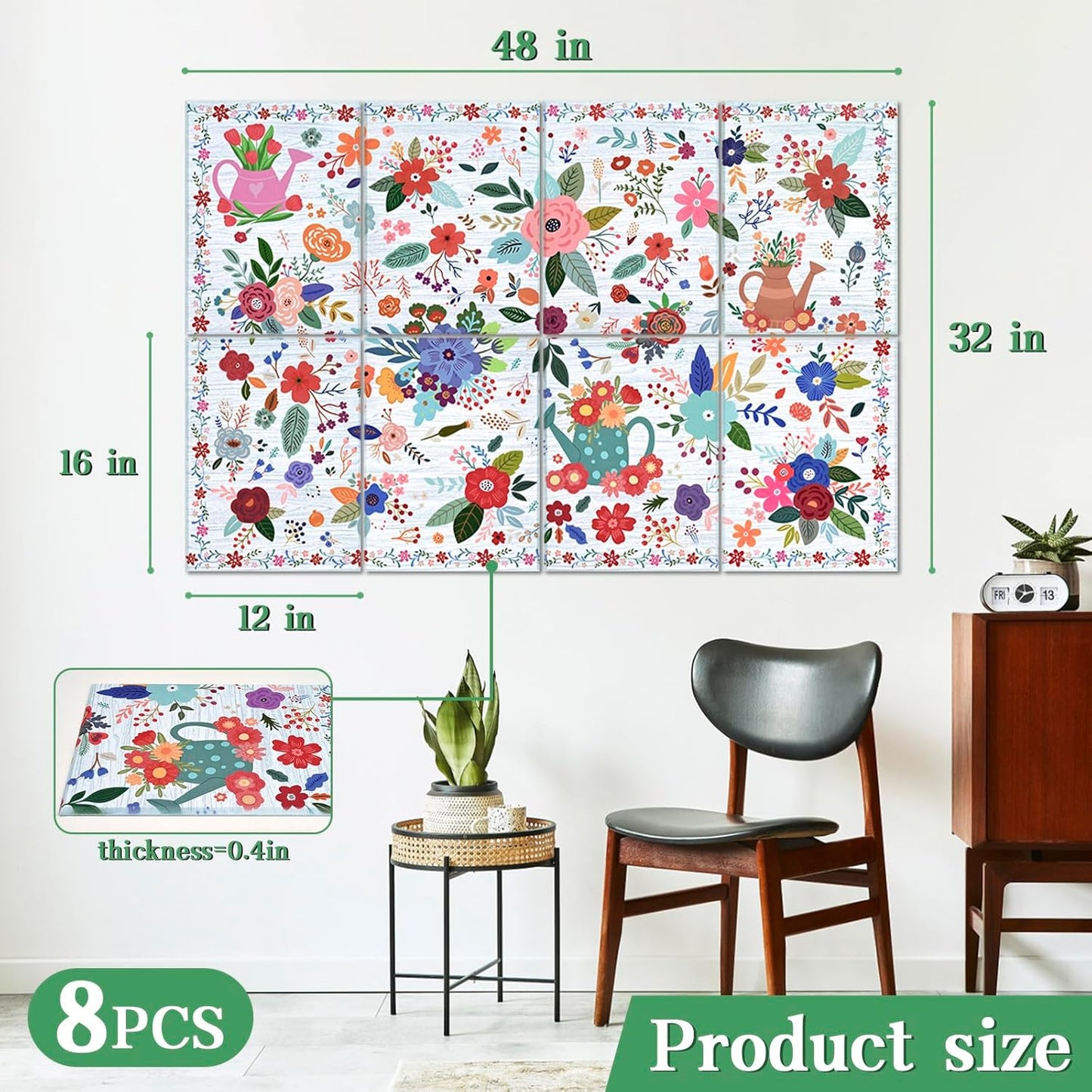 8 Pack Art Acoustic Panels, 48"X32"Self-adhesive Soundproof Wall Panels, High-Density Sound Absorbing Wall Art, Sound Dampening Panels Acoustic Treatment for Studio, Home Decor(Flower World)