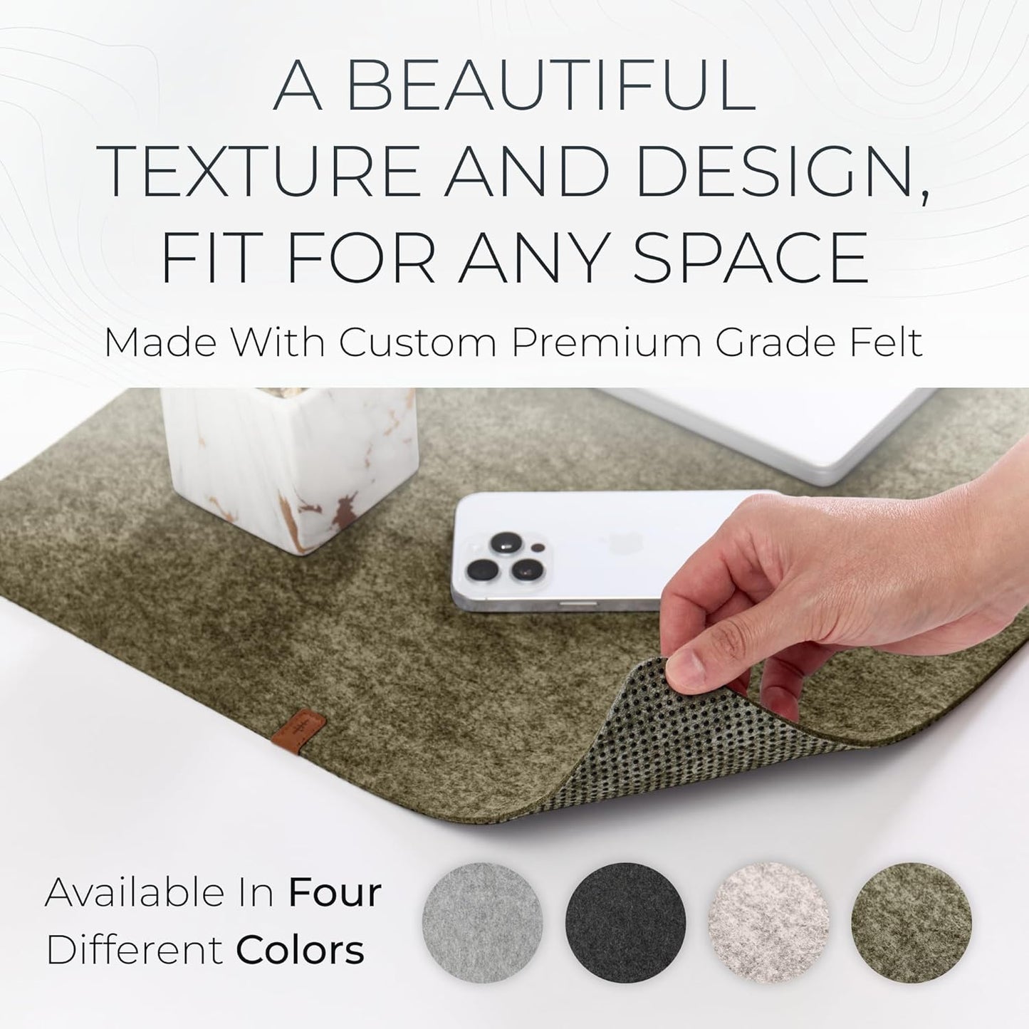 Nordik Large Felt Desk Mat – Timber Moss Green – 35 x 17 inch – Computer Desk Mat – Keyboard and Mouse Pad – Large Desktop Felt Pad