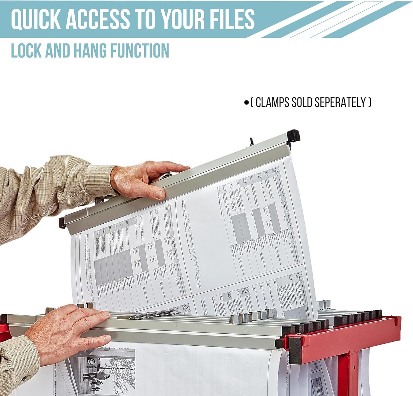 Adir Mobile Blueprint Storage Rack - Adjustable Mobile Blueprint Holder, Vertical Architect Drawing Rack with Wheels, Poster Display, Construction Plans Holder (Without Blueprint Clamps)