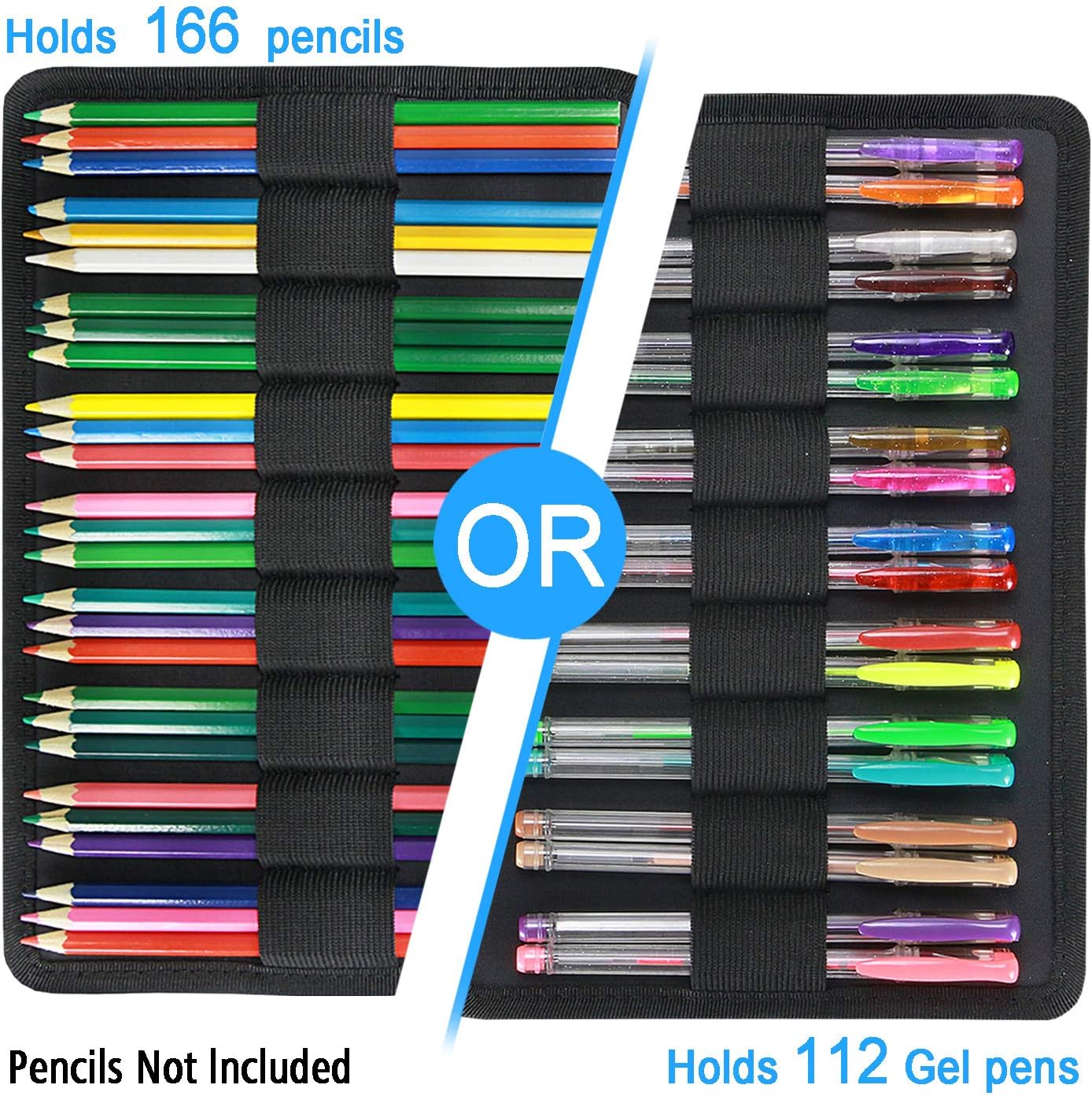 YOUSHARES 166 Slots Colored Pencil Case, 110 Slots Gel Pens fo Coloring Case Organizer, Handy Multilayer Color Pencil Holder for Glitter Gel Pens, Refills, Colored Pencils for Adults & Artist (Green)