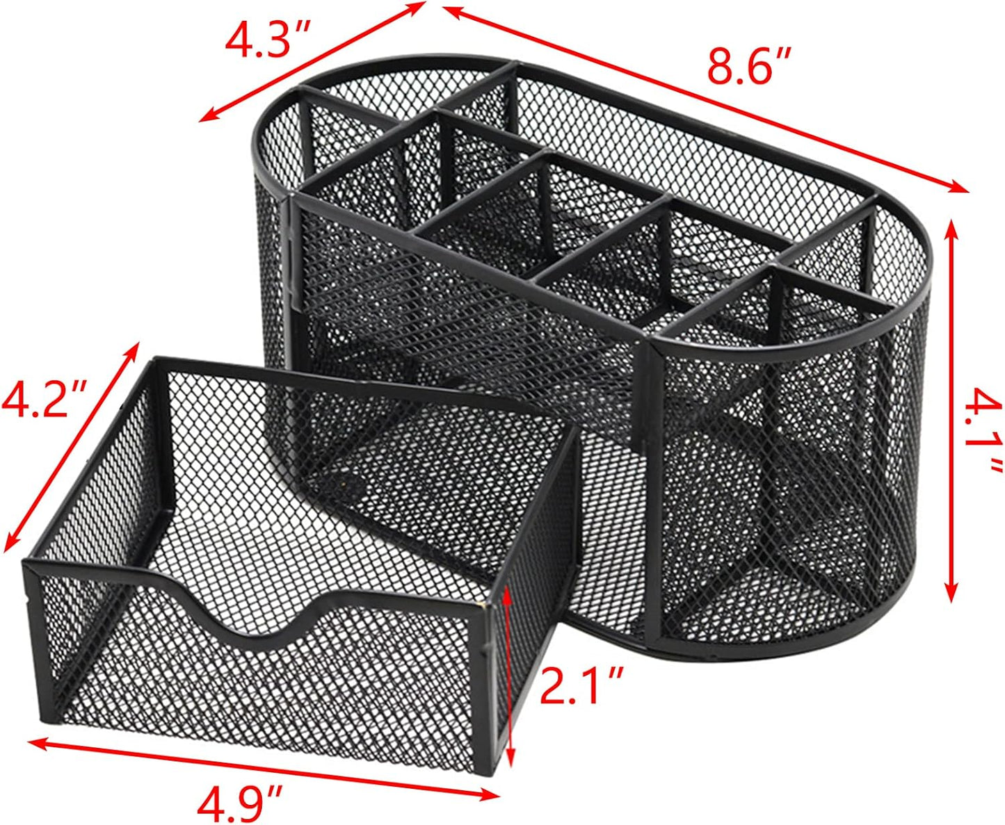 TWSOUL Mesh Desk Organizer, Multi-Functional Pencil Holder for Desk, Small Black Desk Organizer for Pen, Pencil, Small Office Supplies and Stationary Accessories Storage Organization